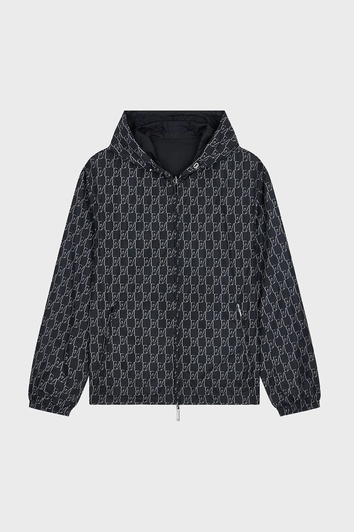 Emporio Armani Tamamı Logolu Suya Dayanıklı Kapüşonlu Erkek Ceket EM006751 AF12021 FB517 Lacivert - 5
