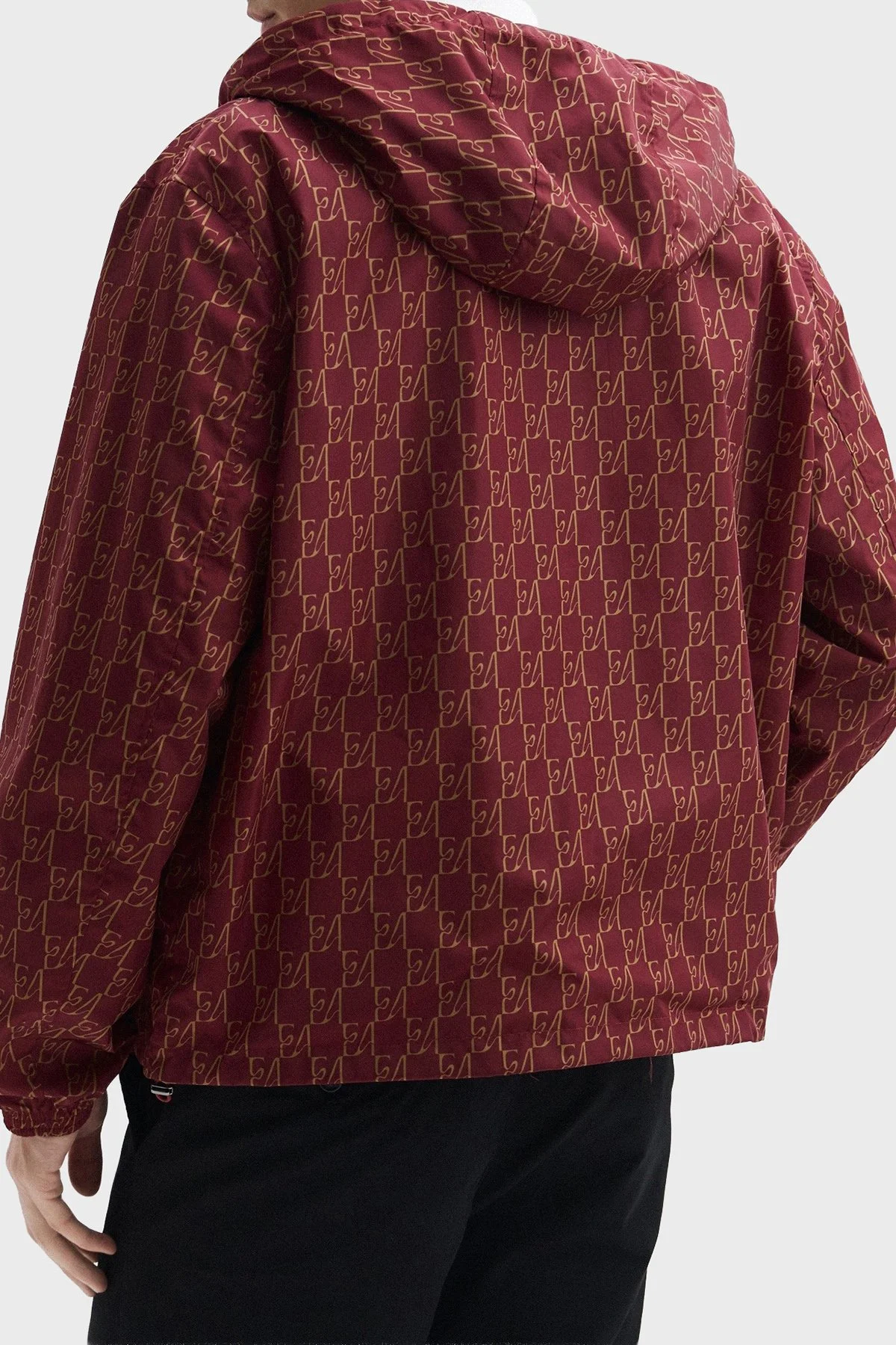Emporio Armani Tamamı Logolu Suya Dayanıklı Kapüşonlu Erkek Ceket EM006751 AF12021 FB518 Bordo - 3
