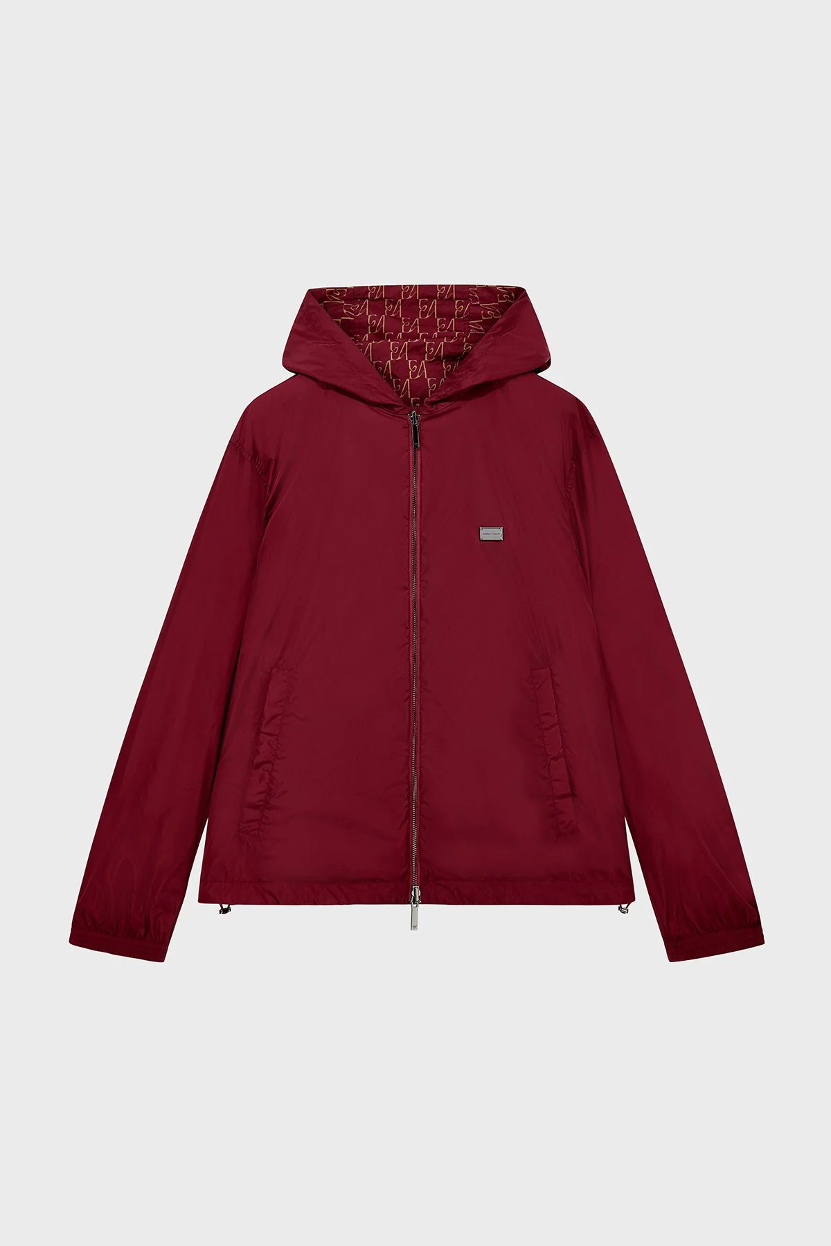 Emporio Armani Tamamı Logolu Suya Dayanıklı Kapüşonlu Erkek Ceket EM006751 AF12021 FB518 Bordo - 7
