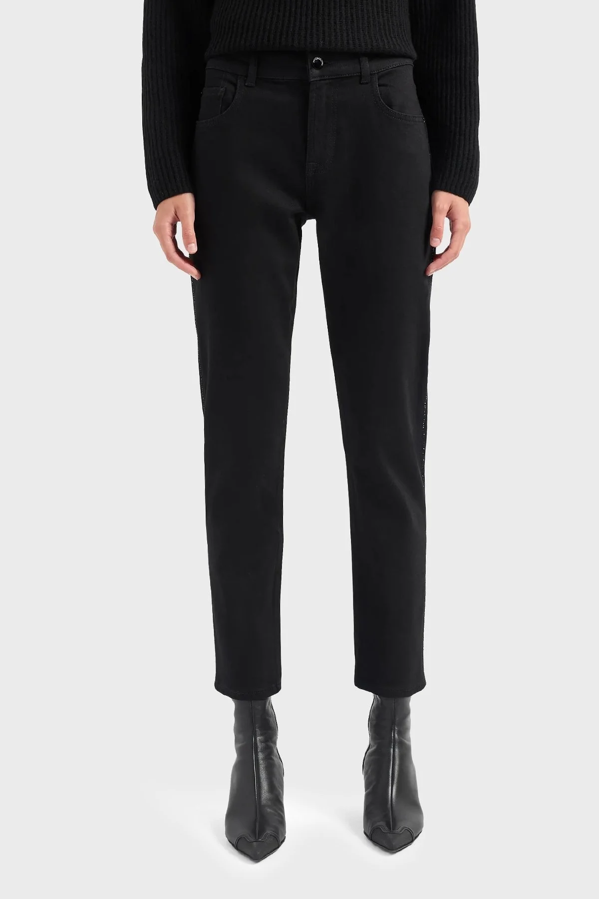 Emporio Armani Taş Detaylı Pamuklu Normal Bel Straight J36 Jeans Bayan Kot Pantolon 6R2J36 2DAFZ 0005 SİYAH - 1