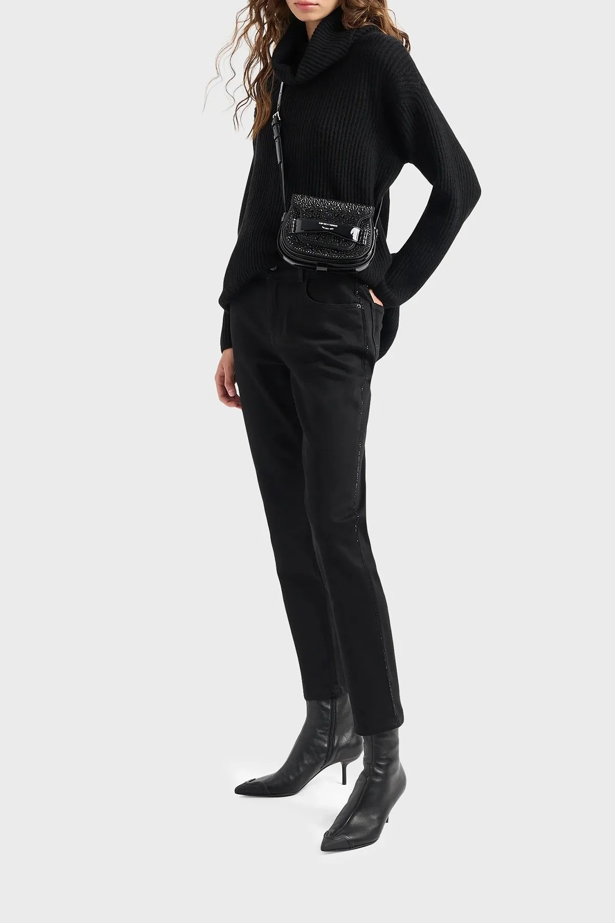 Emporio Armani Taş Detaylı Pamuklu Normal Bel Straight J36 Jeans Bayan Kot Pantolon 6R2J36 2DAFZ 0005 SİYAH - 3