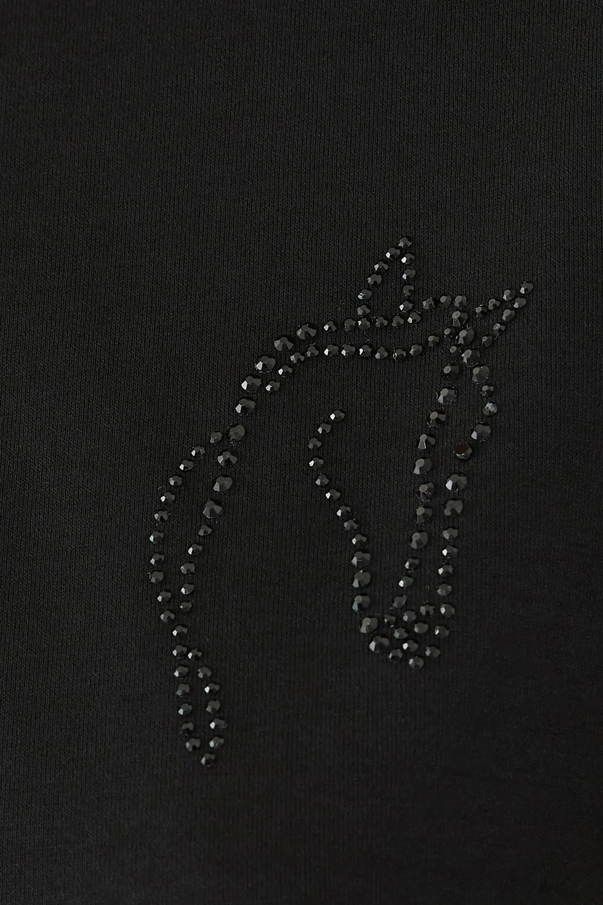 Emporio Armani Taş İşlemeli Pamuklu Jarse Slim Fit Bisiklet Yaka Bayan T Shirt EW003970 AF10003 UC001 SİYAH - 4