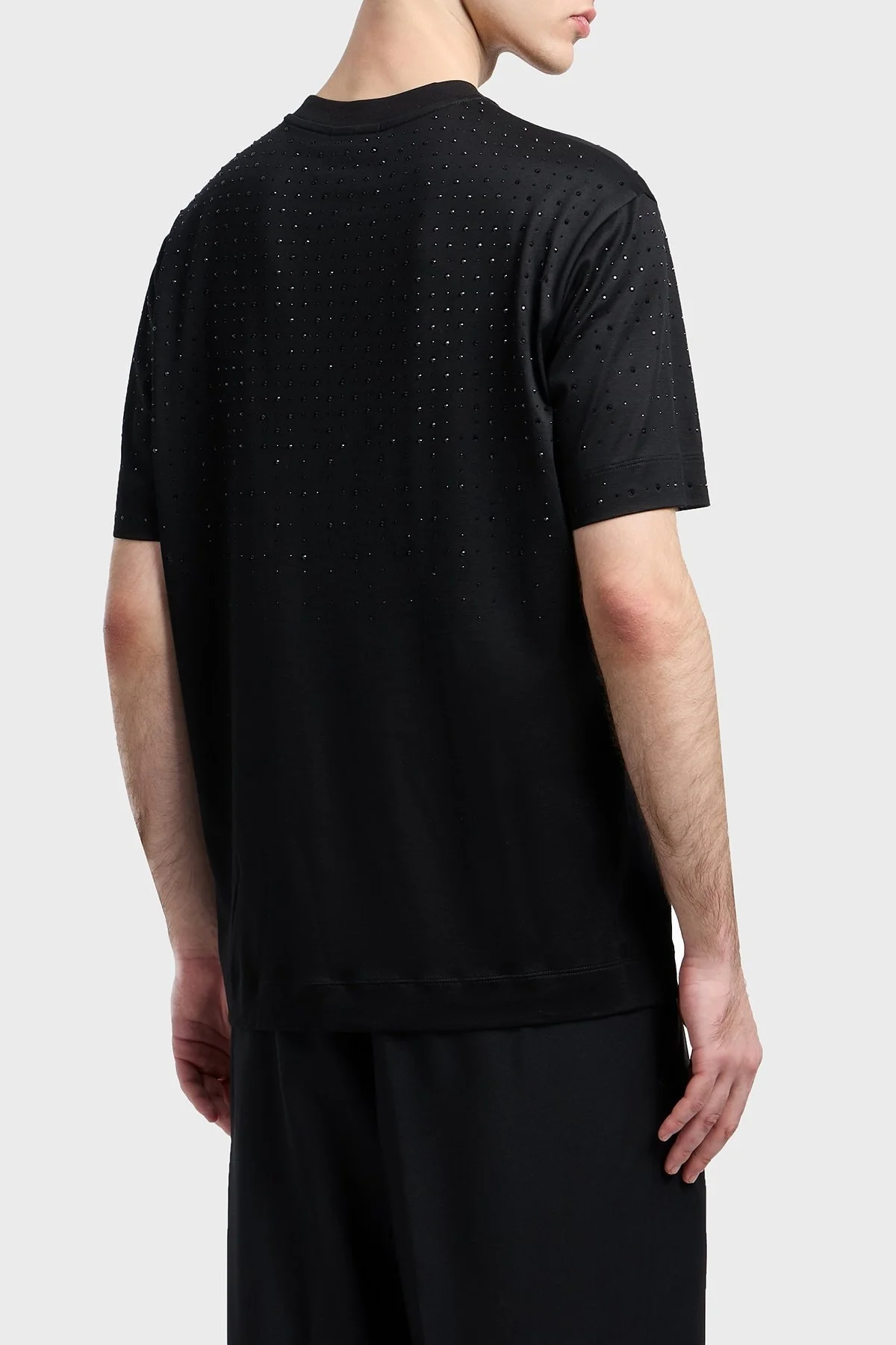 Emporio Armani Taşlı Logolu Pamuklu Regular Fit Bisiklet Yaka Erkek T Shirt EM003676 AF10761 UC001 SİYAH - 2