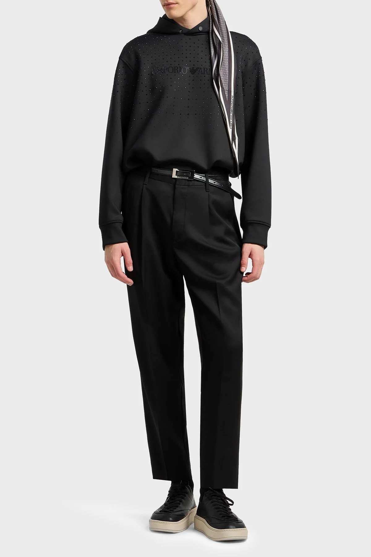 Emporio Armani Taşlı Logolu Streç Regular Fit Kapüşonlu Erkek Sweat EM003673 AF19556 UC001 SİYAH - 2