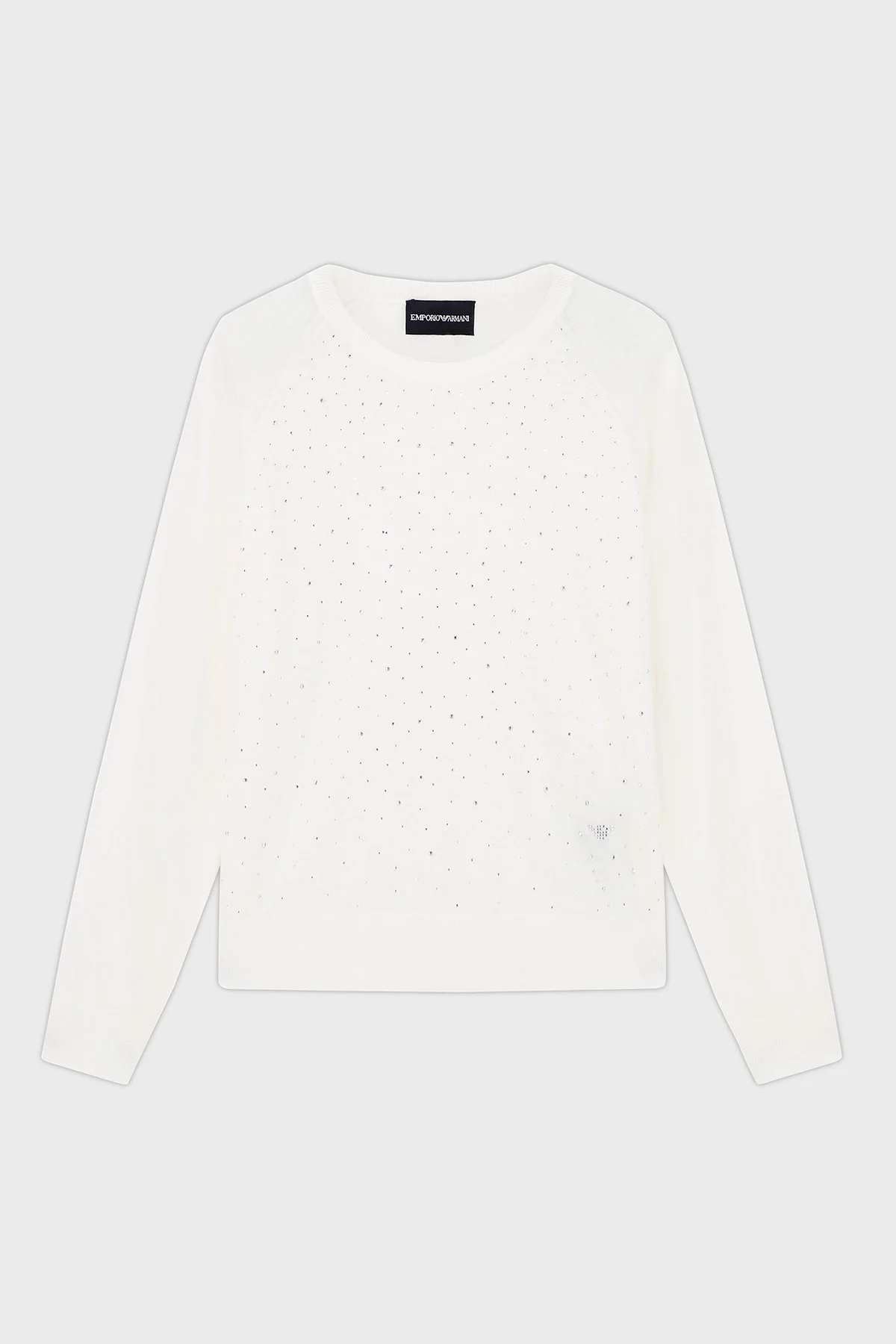 Emporio Armani Taşlı Logolu Yünlü Regular Fit Bisiklet Yaka Kadın Kazak EW001263 AF19176 F0015 BEYAZ - 5