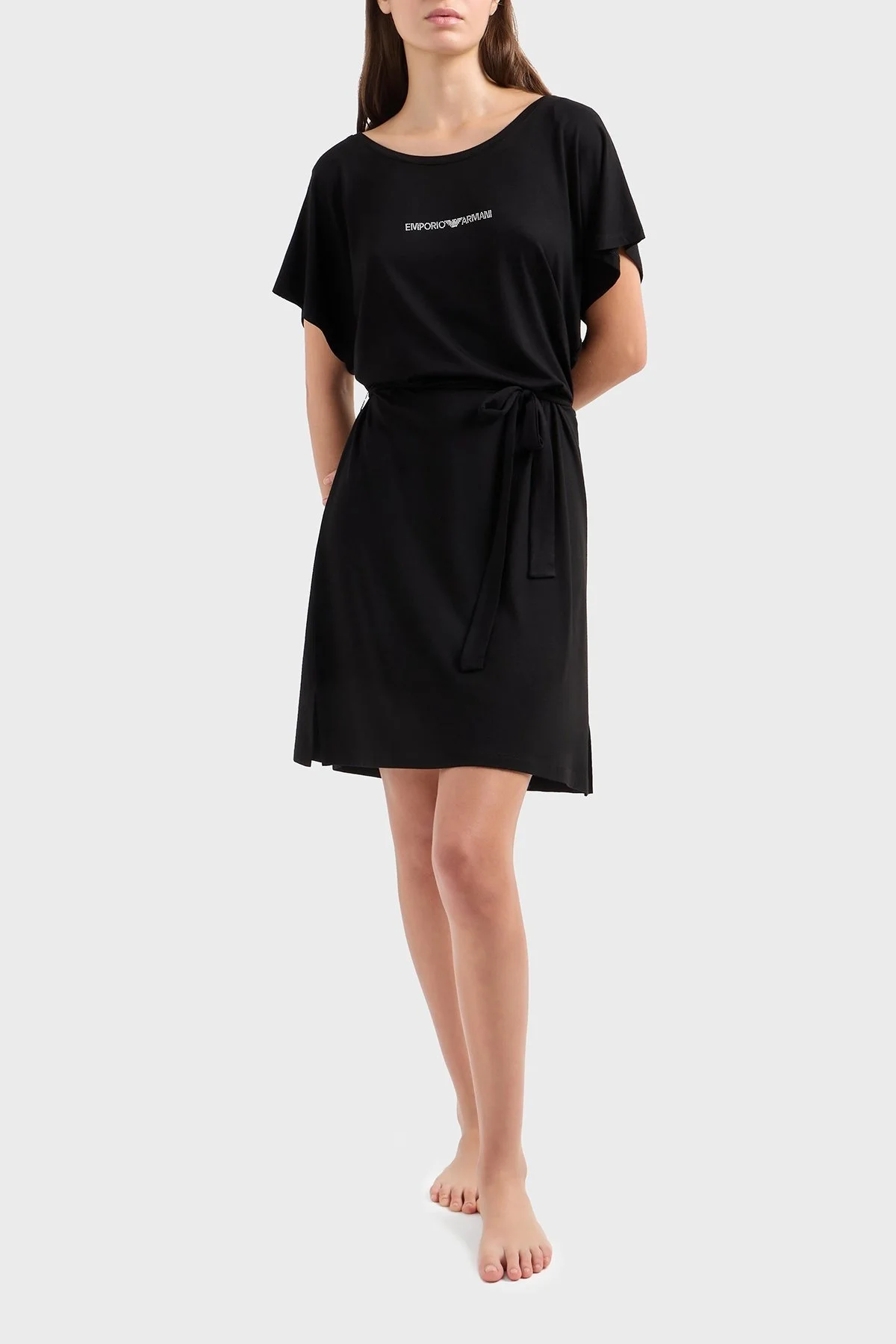 Emporio Armani Taşlı Regular Fit Bisiklet Yaka Mini Boy Bayan Elbise EW000783 AF12192 UC001 SİYAH - 1