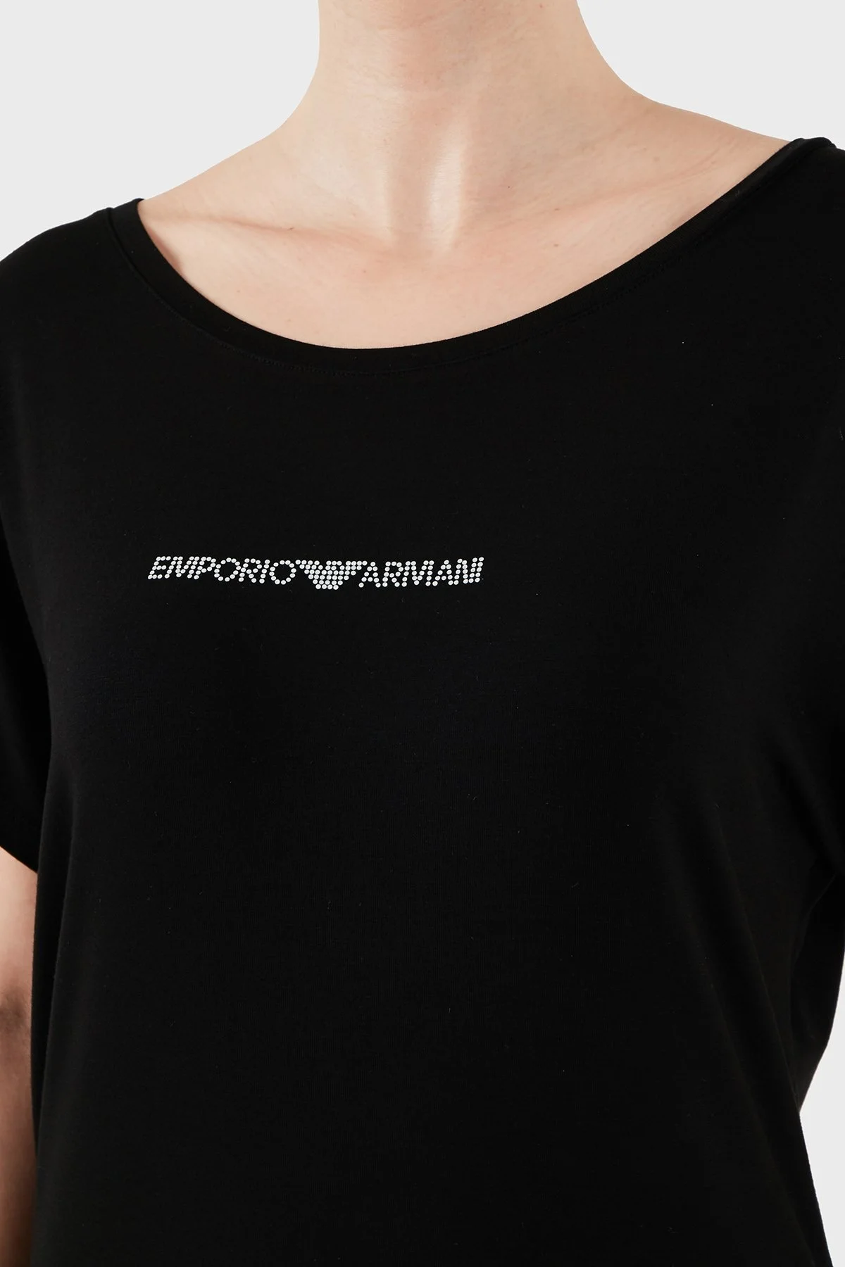 Emporio Armani Taşlı Regular Fit Bisiklet Yaka Mini Boy Bayan Elbise EW000783 AF12192 UC001 SİYAH - 2