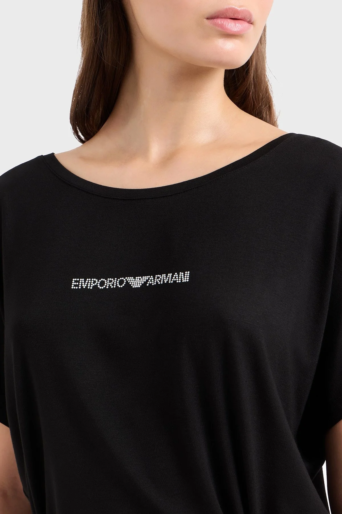 Emporio Armani Taşlı Regular Fit Bisiklet Yaka Mini Boy Bayan Elbise EW000783 AF12192 UC001 SİYAH - 4