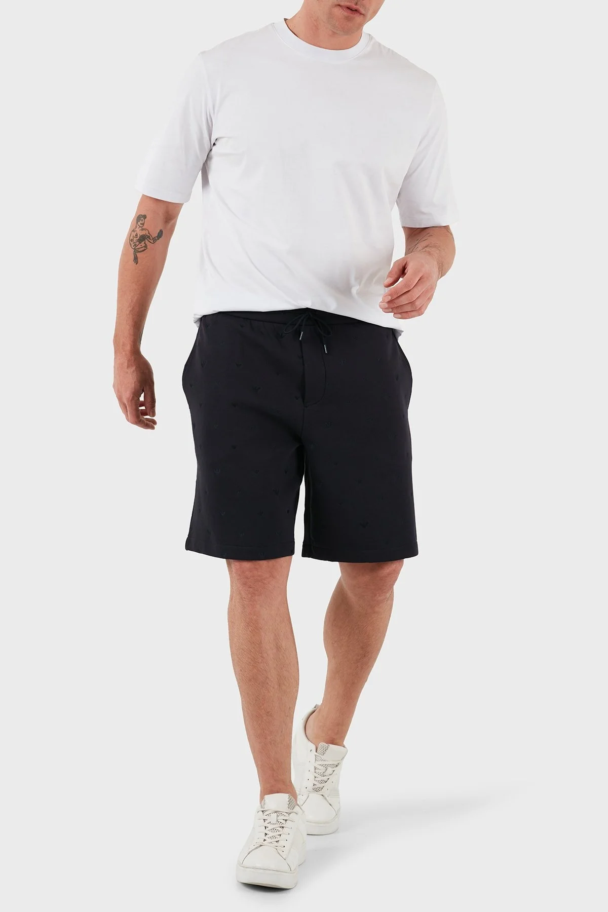Emporio Armani Tümü Logolu Regular Fit Bermuda Erkek Short EM001403 AF10013 FB234 LACİVERT - 9