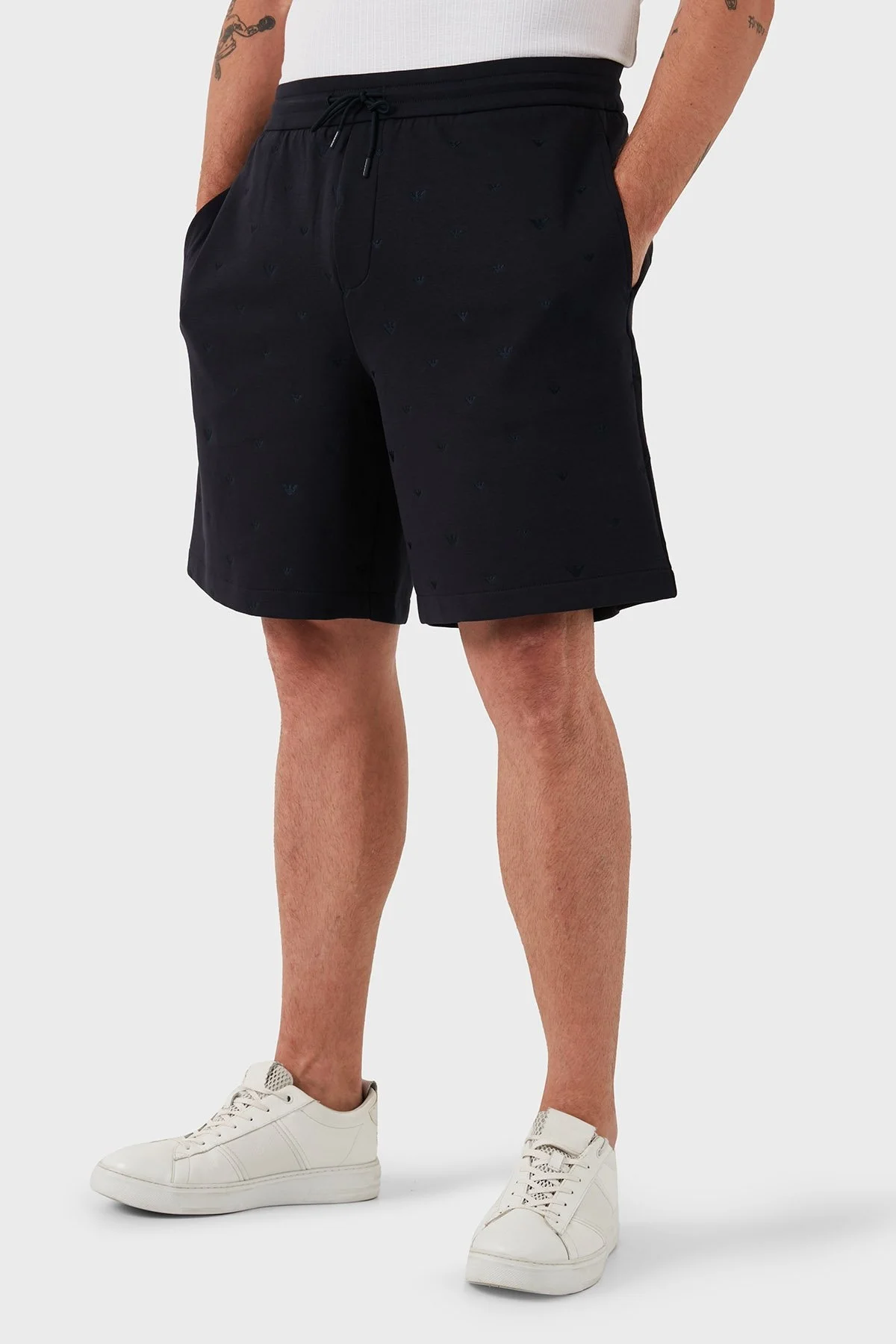 Emporio Armani Tümü Logolu Regular Fit Bermuda Erkek Short EM001403 AF10013 FB234 LACİVERT - 10