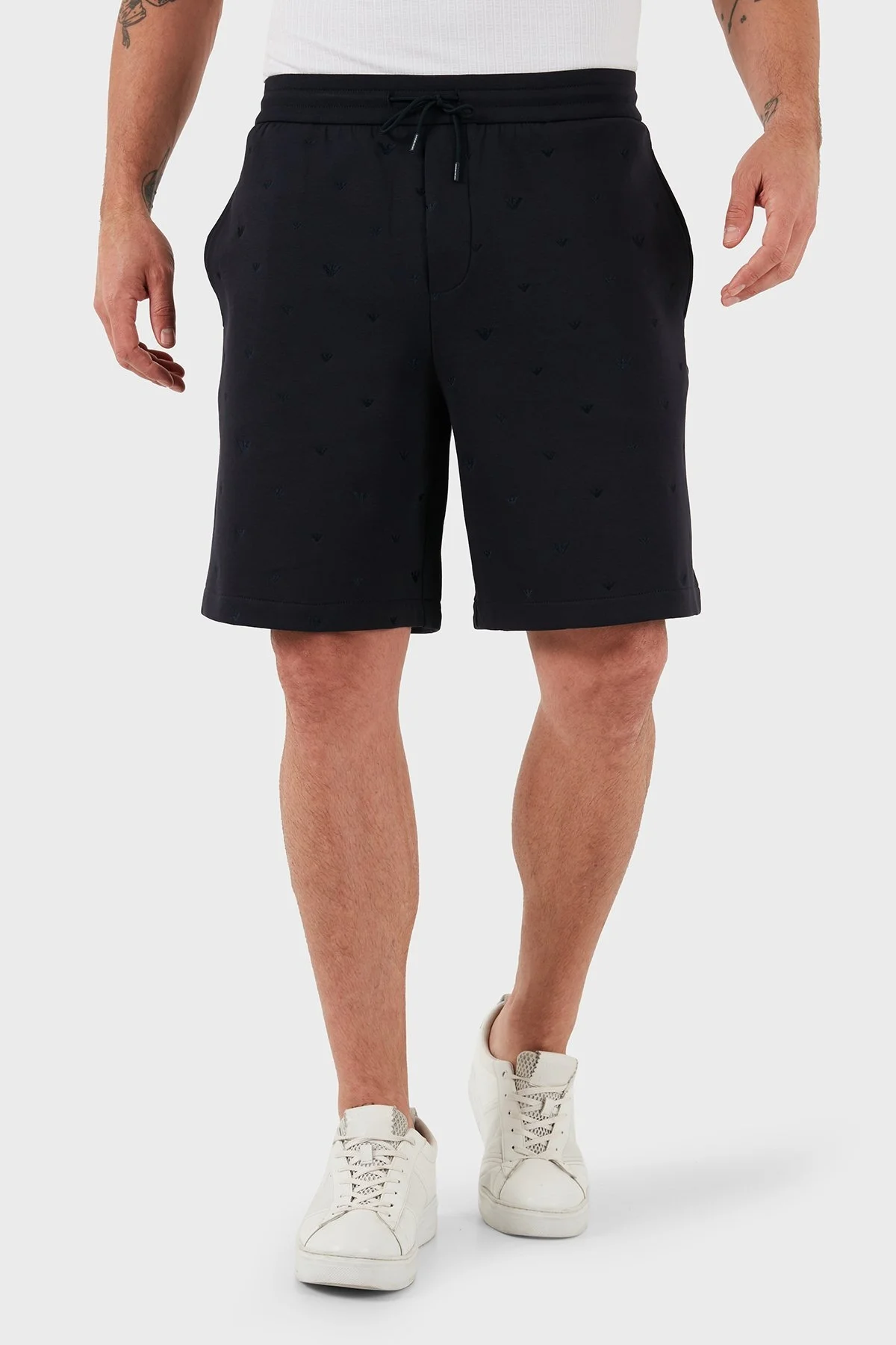 Emporio Armani Tümü Logolu Regular Fit Bermuda Erkek Short EM001403 AF10013 FB234 LACİVERT - 11