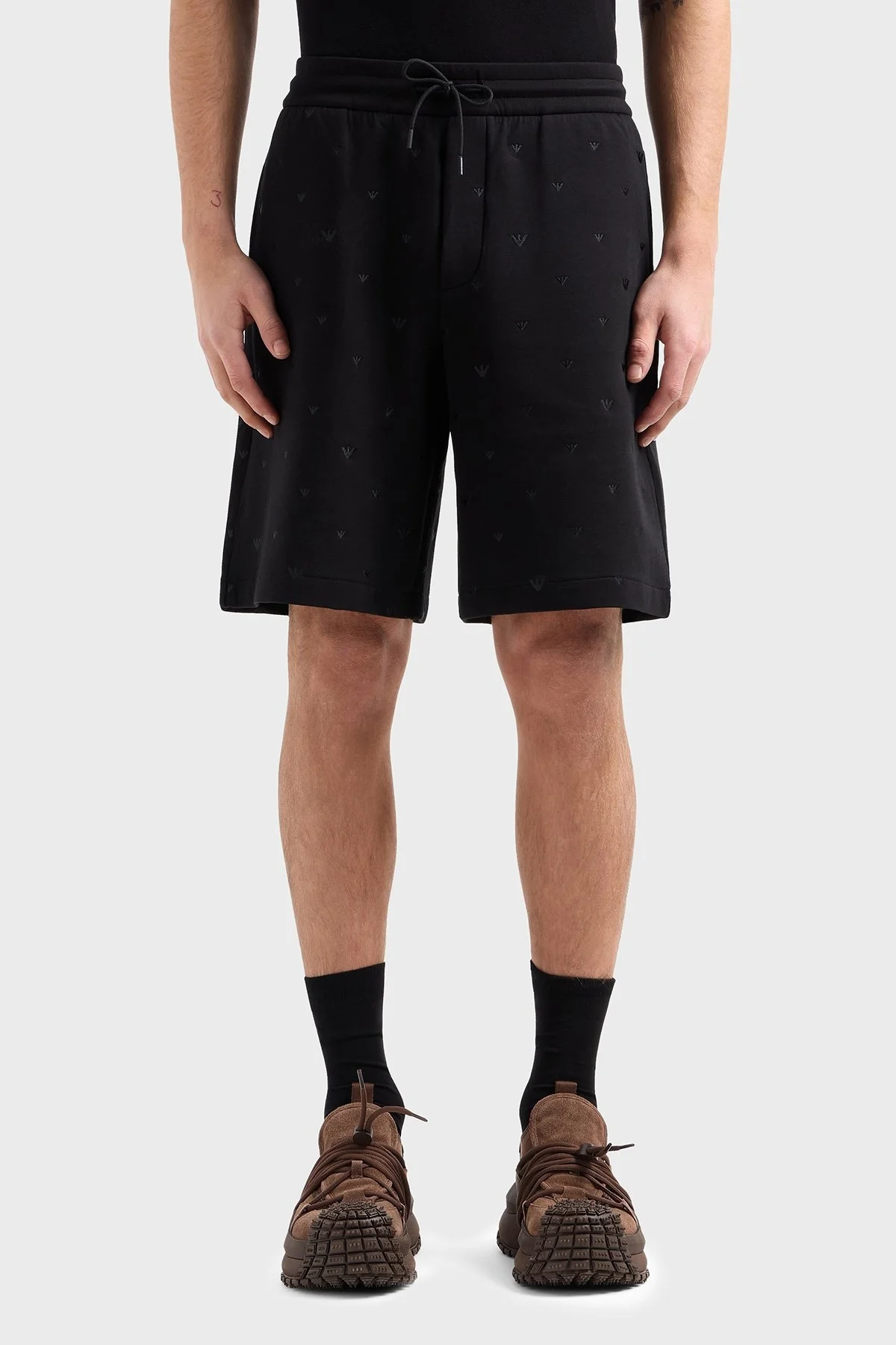 Emporio Armani Tümü Logolu Regular Fit Bermuda Erkek Short EM001403 AF10013 FC185 SİYAH - 6