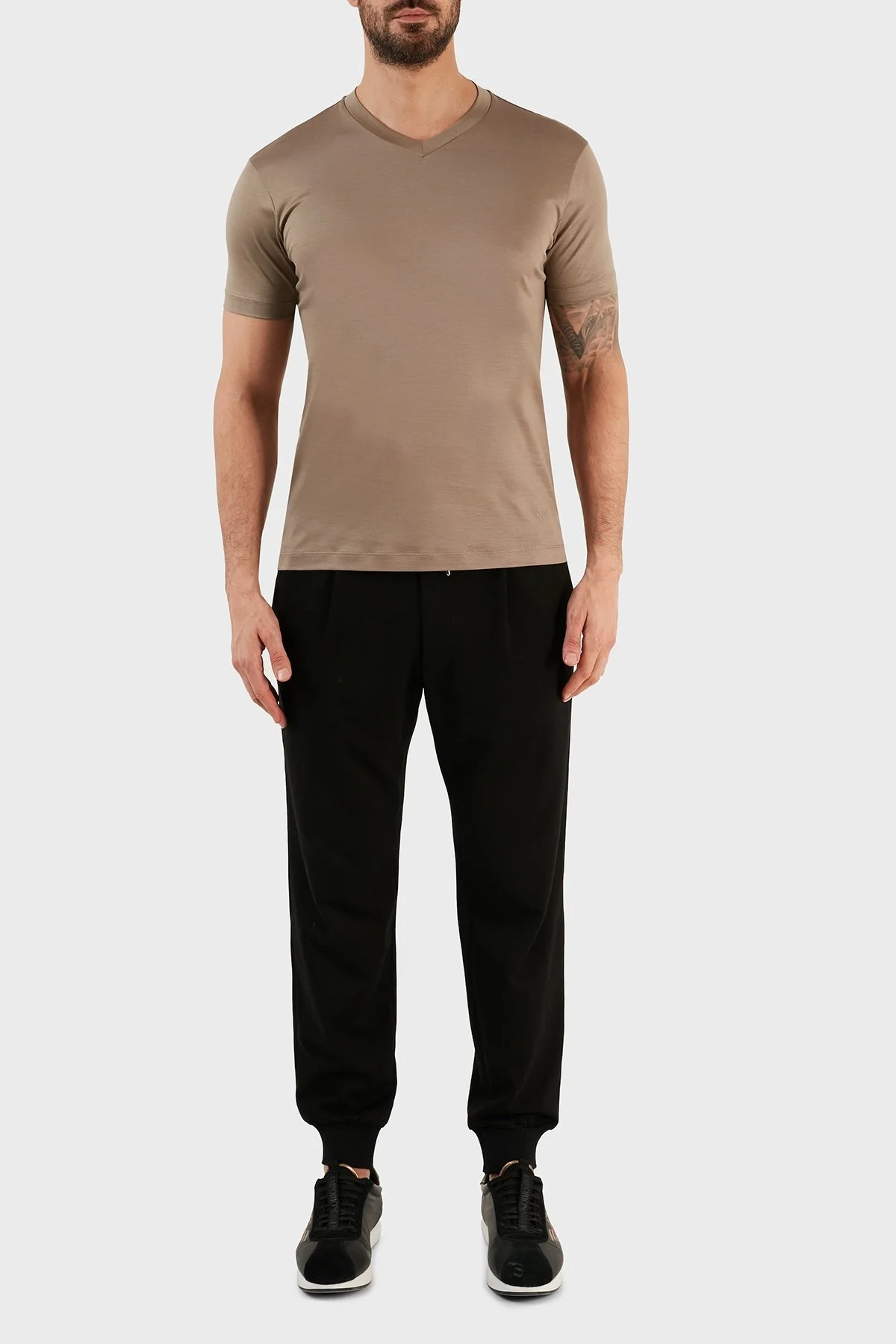 Emporio Armani V Yaka Regular Fit Erkek T Shirt 8N1TE7 1JUVZ 0137 BEJ - 4