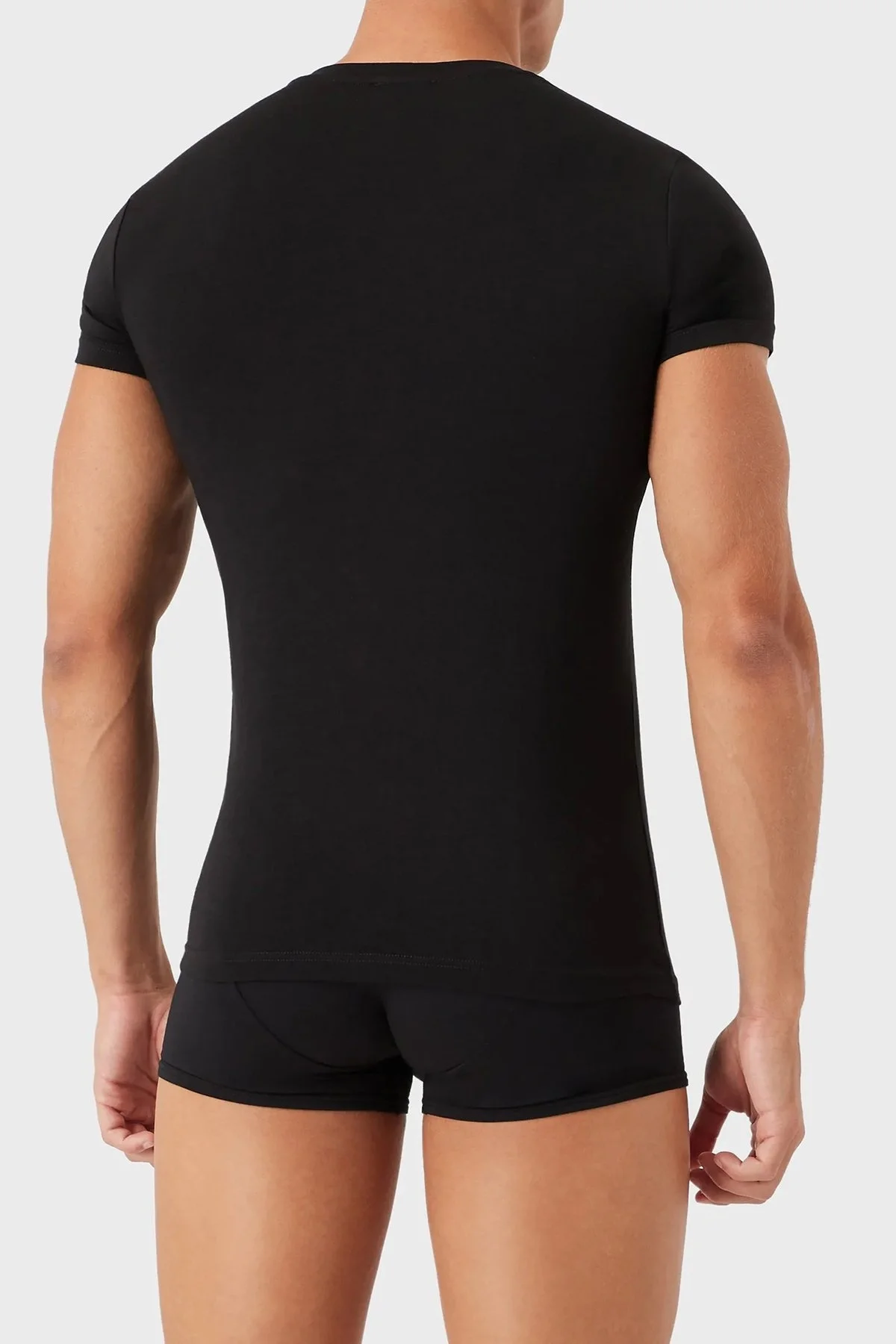 Emporio Armani Pamuklu Slim Fit V Yaka Erkek T Shirt 110810 CC729 00020 SİYAH - 2