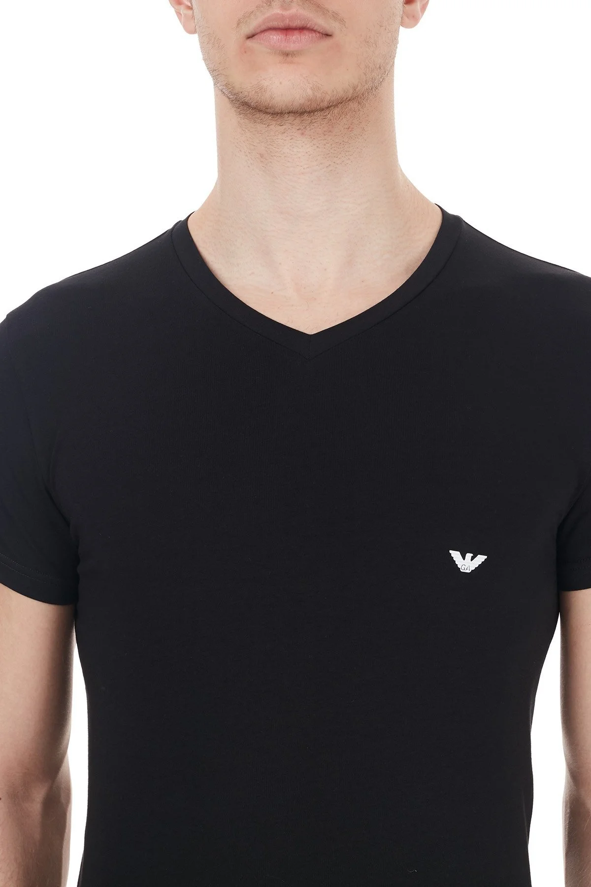 Emporio Armani Pamuklu Slim Fit V Yaka Erkek T Shirt 110810 CC729 00020 SİYAH - 6
