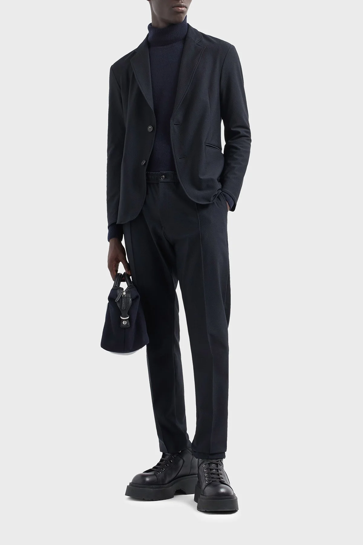 Emporio Armani Yırtmaçlı Slim Fit Mono Yaka Mikro Dokuma Erkek Ceket EM000142 TE11109 UB109 LACİVERT - 2