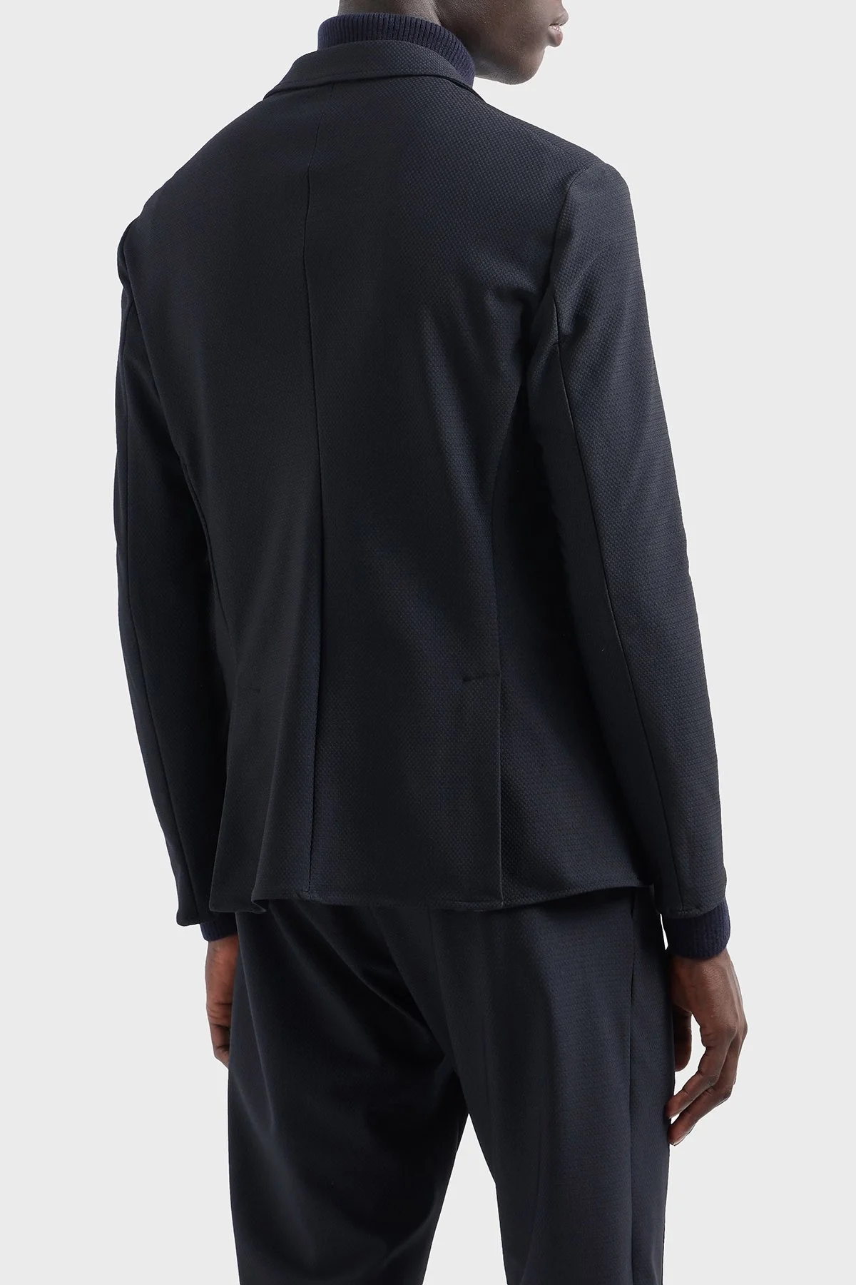 Emporio Armani Yırtmaçlı Slim Fit Mono Yaka Mikro Dokuma Erkek Ceket EM000142 TE11109 UB109 LACİVERT - 3