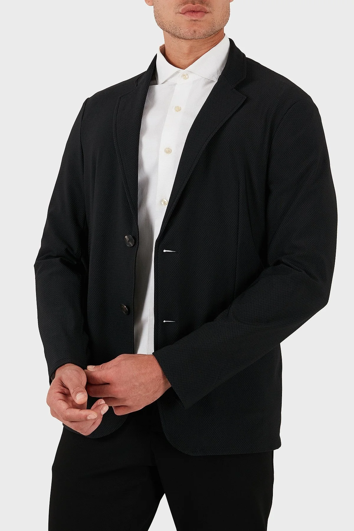 Emporio Armani Yırtmaçlı Slim Fit Mono Yaka Mikro Dokuma Erkek Ceket EM000142 TE11109 UC001 SİYAH - 12