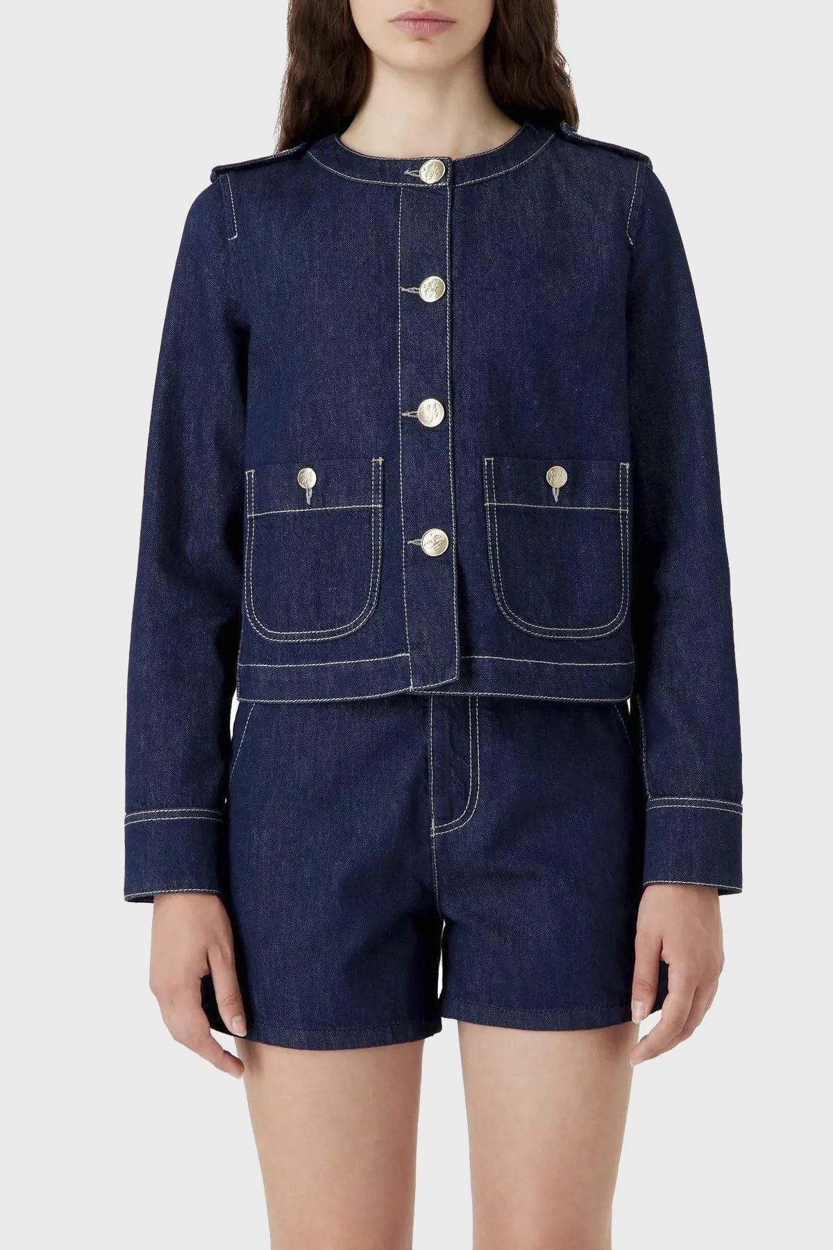 Emporio Armani Yüksek Bel Regular Fit Denim Bayan Short 3D2J6D 2DM1Z 0941 LACİVERT - 6