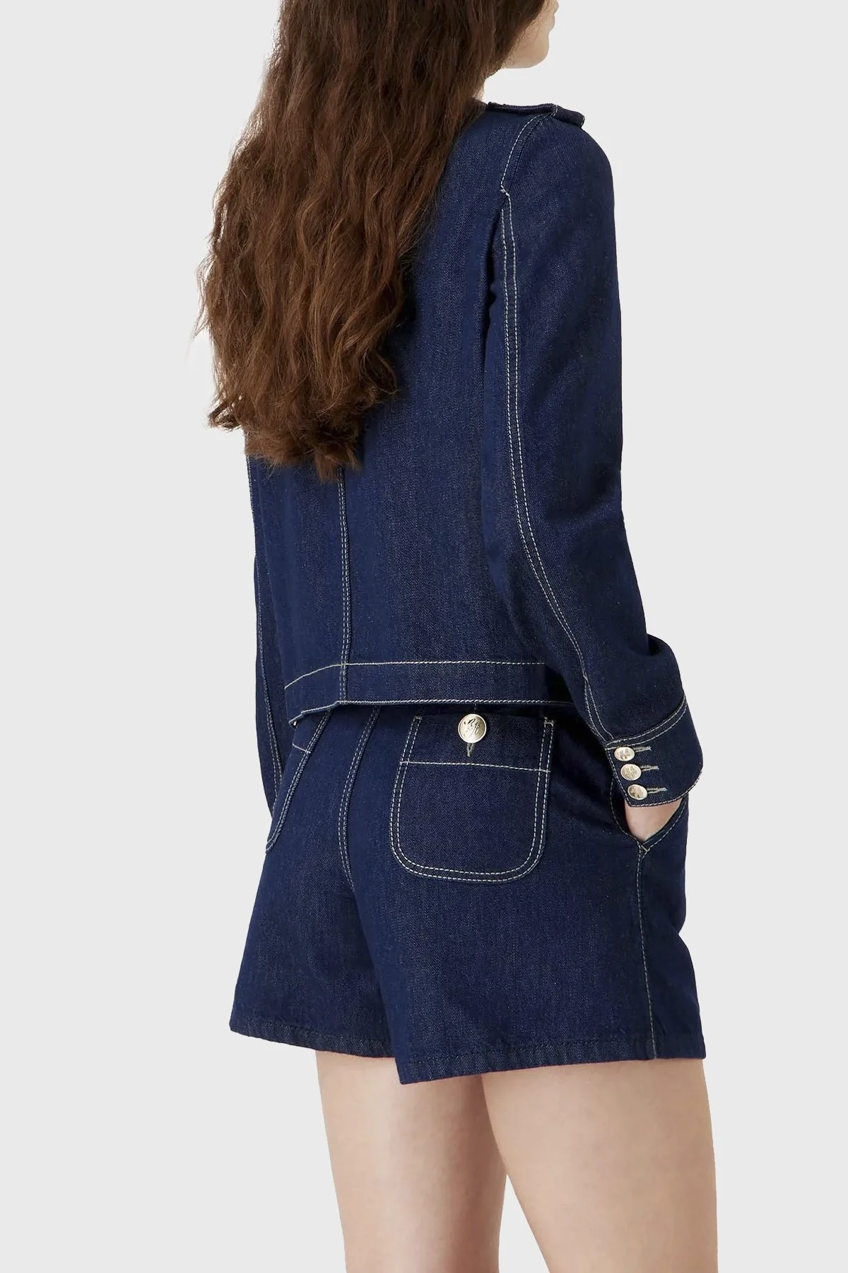 Emporio Armani Yüksek Bel Regular Fit Denim Bayan Short 3D2J6D 2DM1Z 0941 LACİVERT - 7