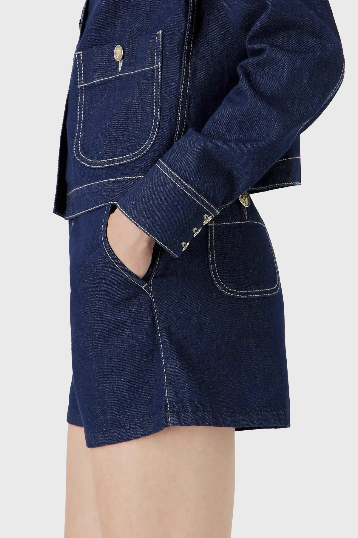 Emporio Armani Yüksek Bel Regular Fit Denim Bayan Short 3D2J6D 2DM1Z 0941 LACİVERT - 9