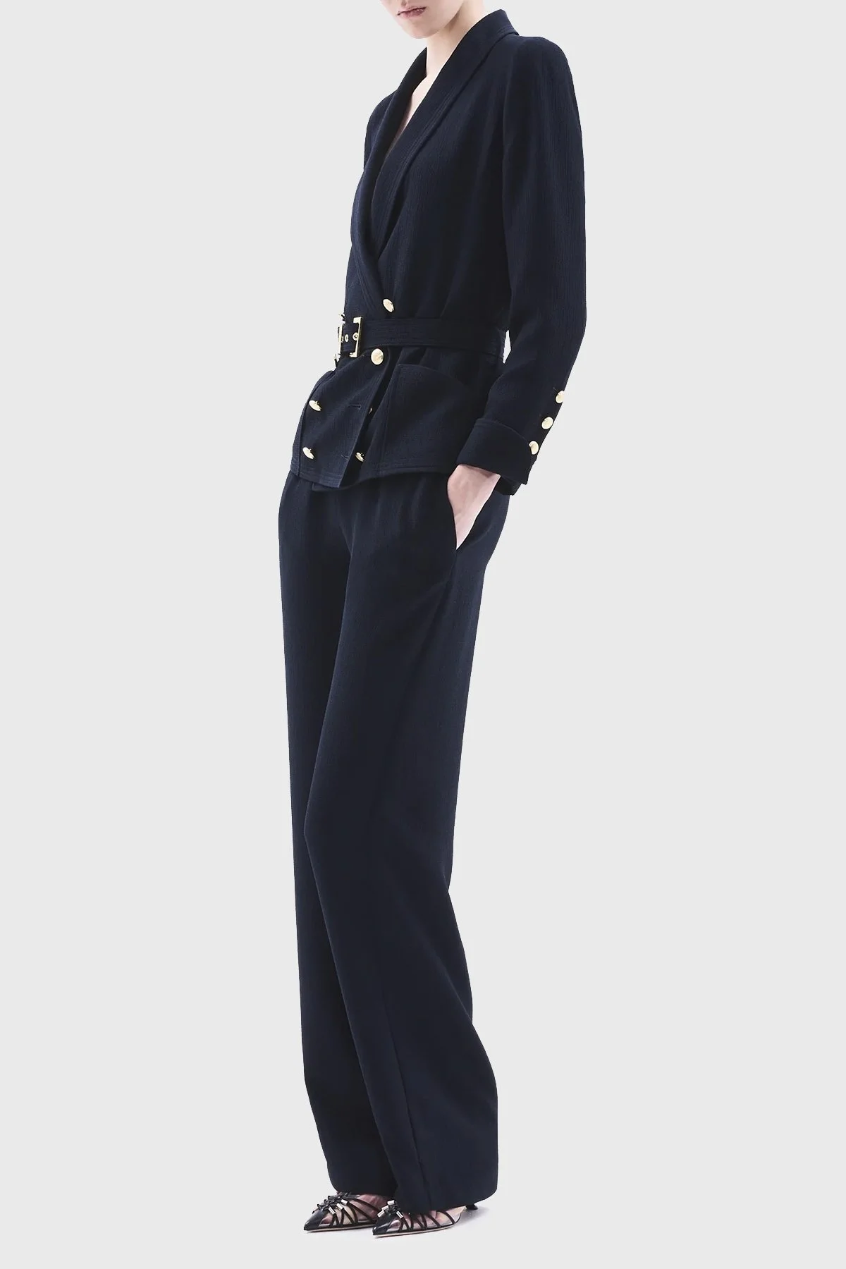 Emporio Armani Yüksek Bel Regular Fit Geniş Paça Bayan Pantolon E3NP1D F9909 927 SİYAH - 4