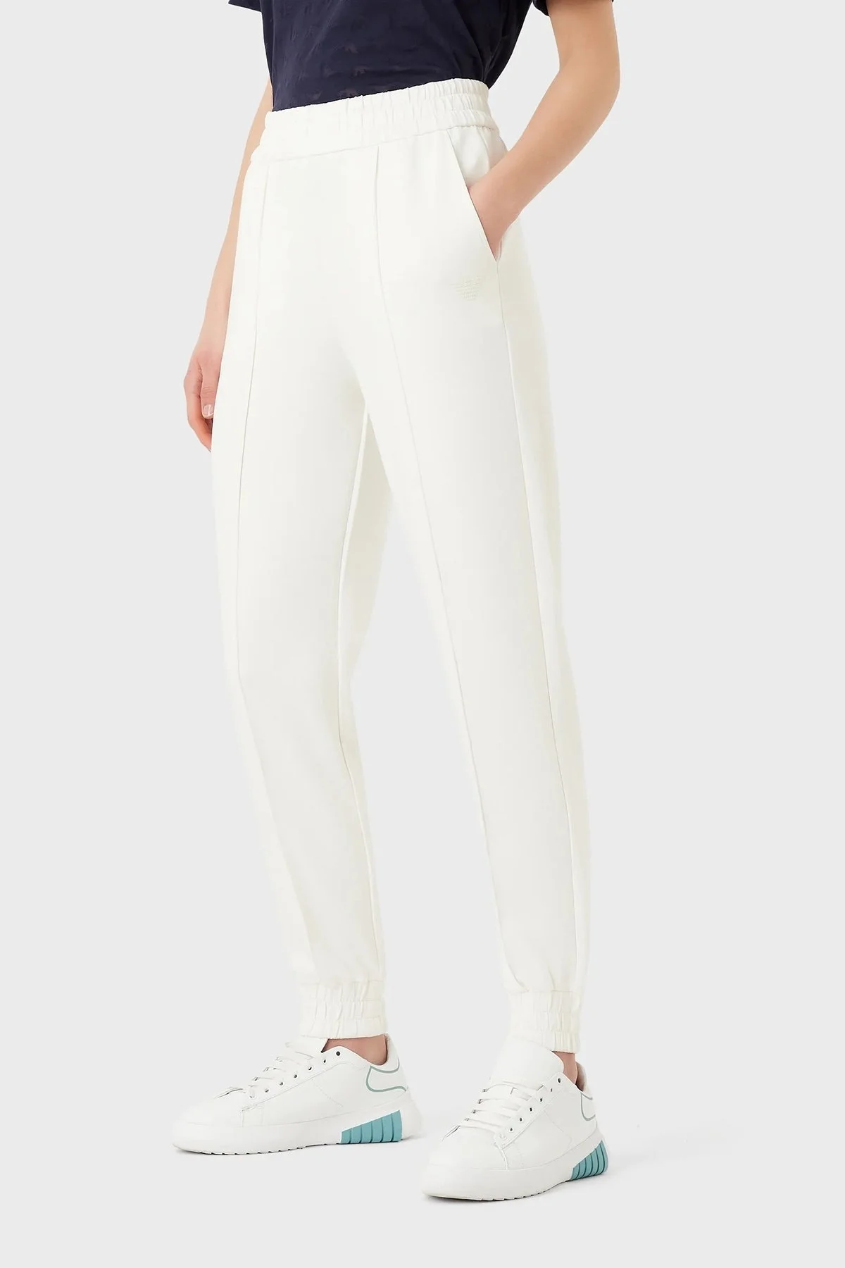 Emporio Armani Yüksek Bel Regular Fit Jogger Bayan Pantolon 3R2P7C 2JSEZ 0101 BEYAZ - 1