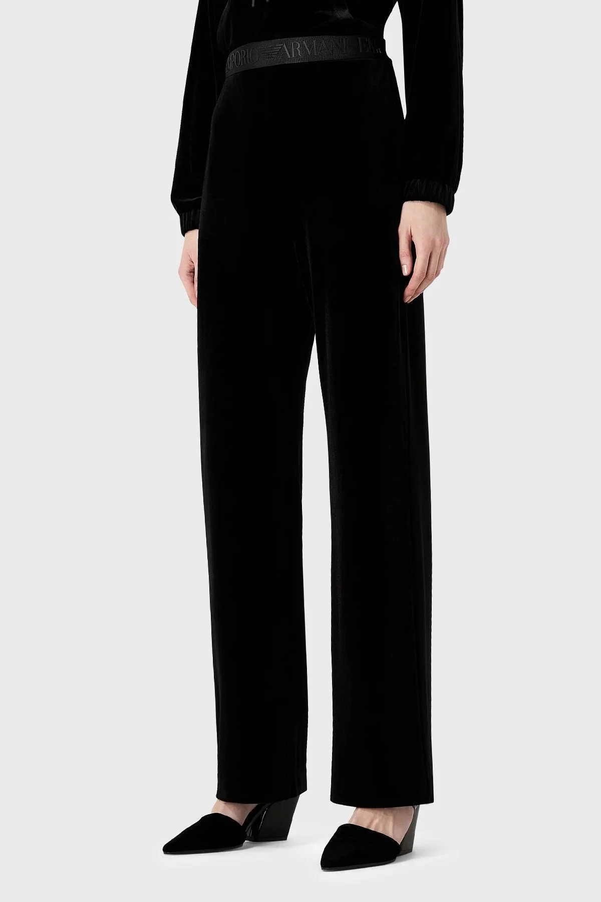 Emporio Armani Yüksek Bel Şönil Palazzo Bayan Pantolon 6R2P6D 2JVZZ 0999 SİYAH - 2