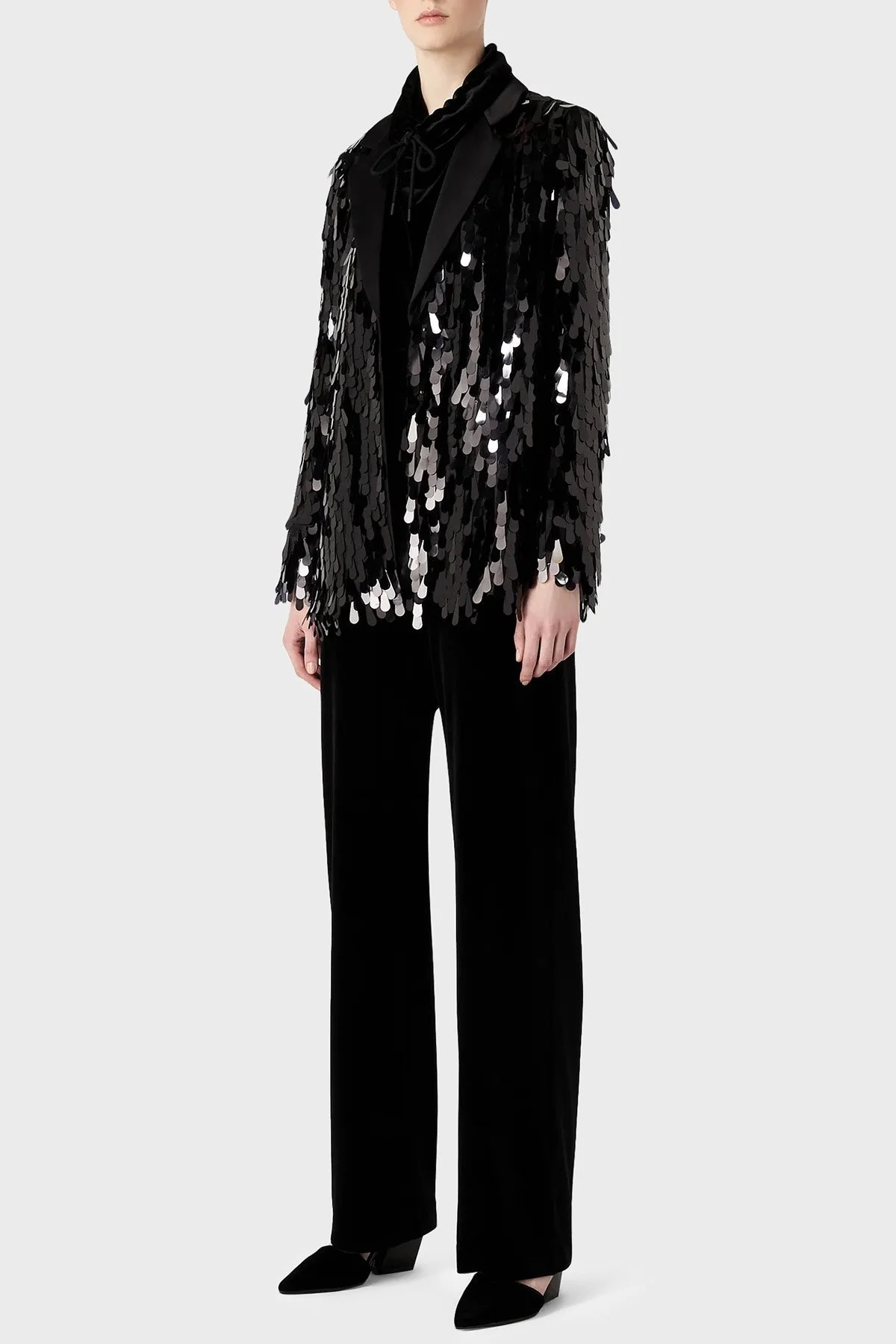 Emporio Armani Yüksek Bel Şönil Palazzo Bayan Pantolon 6R2P6D 2JVZZ 0999 SİYAH - 3