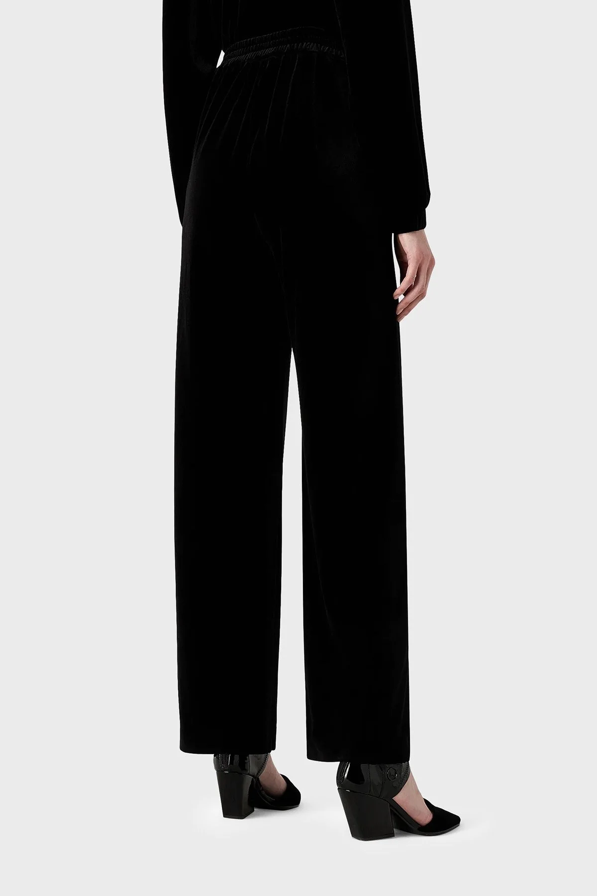 Emporio Armani Yüksek Bel Şönil Palazzo Bayan Pantolon 6R2P6D 2JVZZ 0999 SİYAH - 4