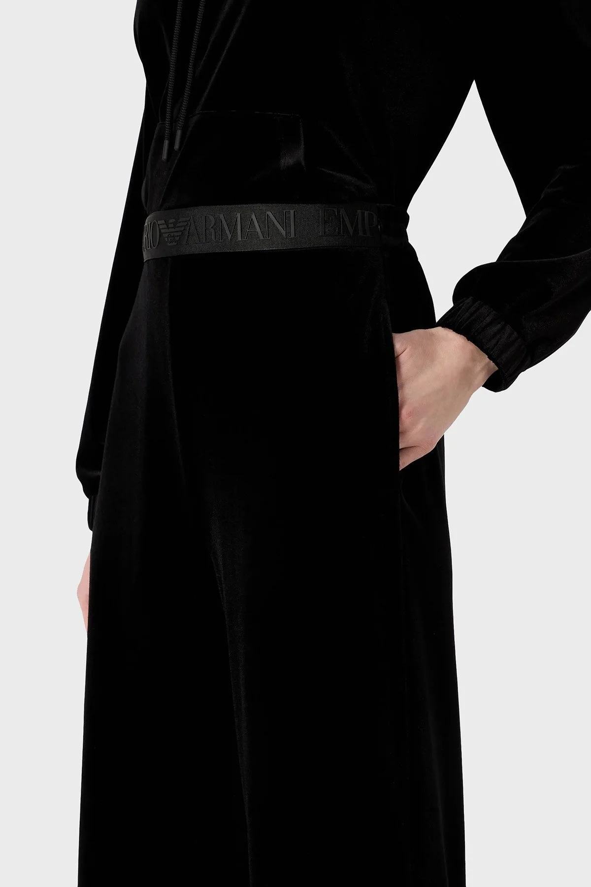 Emporio Armani Yüksek Bel Şönil Palazzo Bayan Pantolon 6R2P6D 2JVZZ 0999 SİYAH - 5