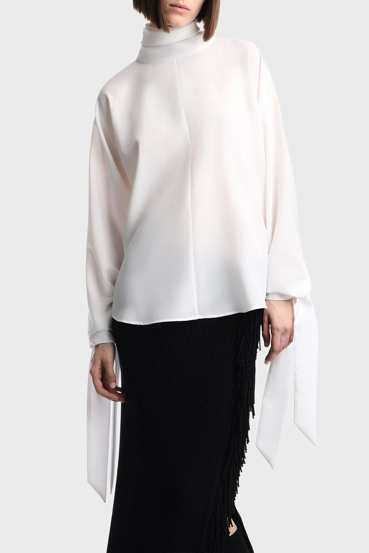 Emporio Armani Yüksek Yakalı Kadın Bluz EW002879 AF12696 U0006 Beyaz - 1