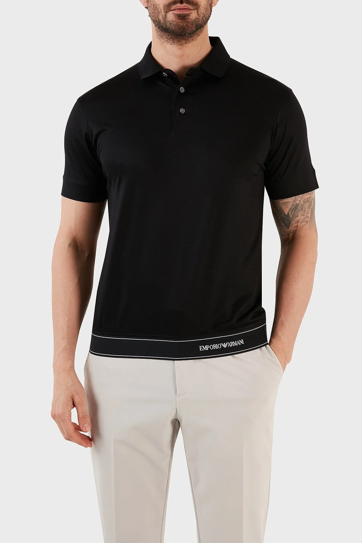 Emporio Armani Yumuşak Dokulu Regular Fit Düğmeli Erkek Polo T Shirt 3R1F76 1JUVZ 0999 SİYAH - 1