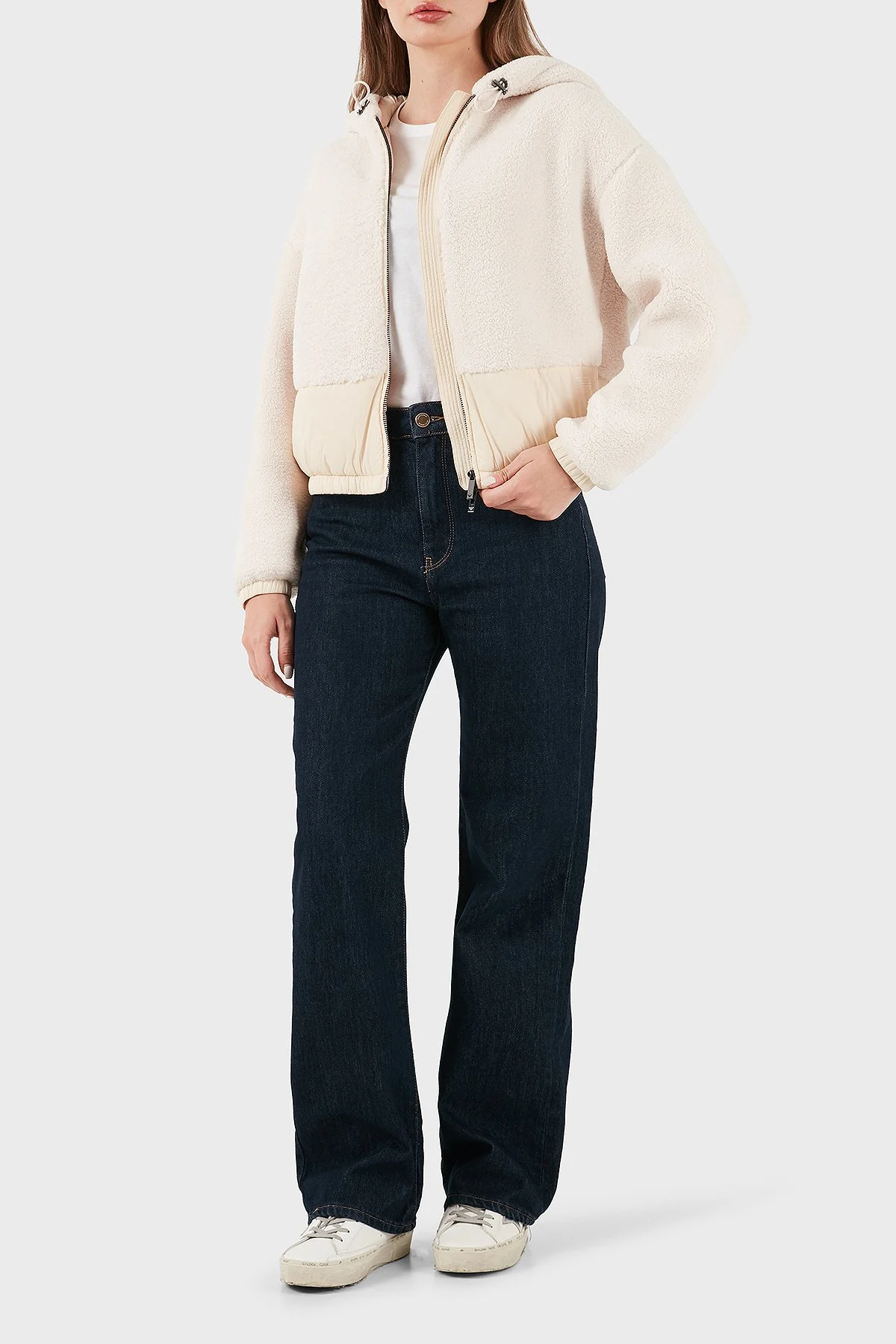 Emporio Armani Yumuşak Dokulu Regular Fit Kapüşonlu Bayan Mont EW001371 AF16465 U1144 EKRU - 2