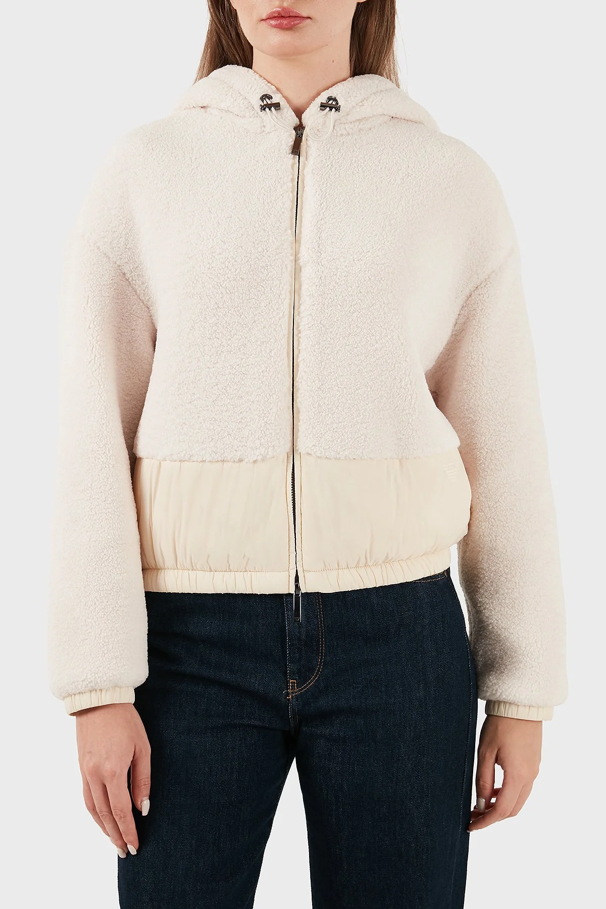 Emporio Armani Yumuşak Dokulu Regular Fit Kapüşonlu Bayan Mont EW001371 AF16465 U1144 EKRU - 6