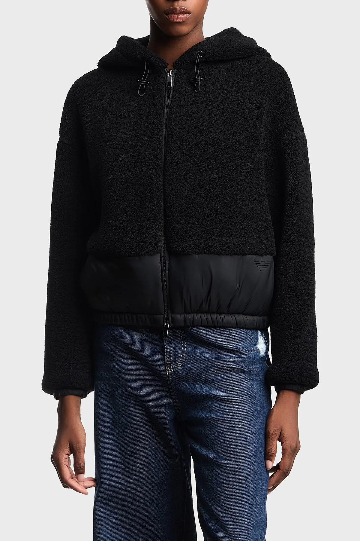 Emporio Armani Yumuşak Dokulu Regular Fit Kapüşonlu Kadın Mont EW001371 AF16465 UC001 SİYAH - 1