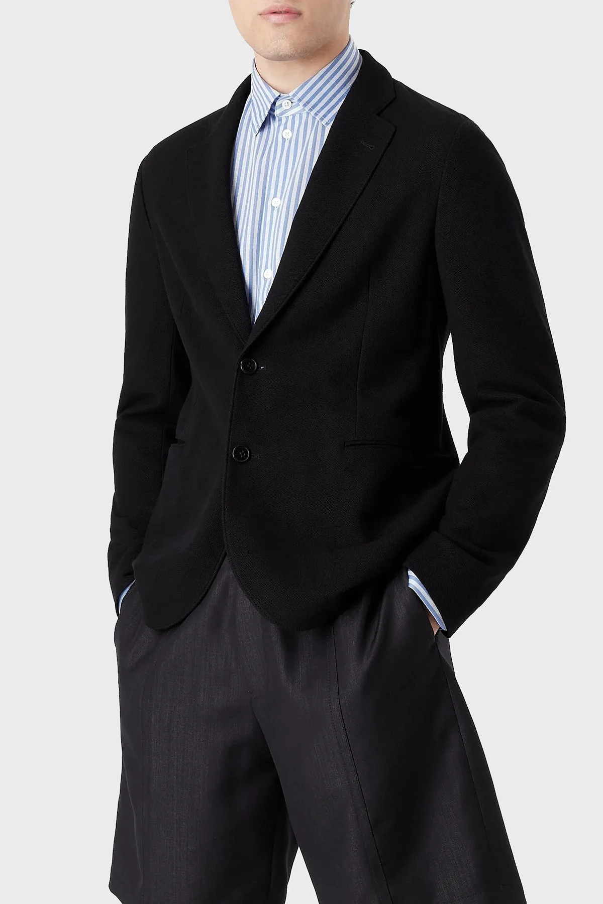 Emporio Armani Yün Karışımlı Çift Cepli Mono Yaka Regular Fit Erkek Ceket H31G37 C1055 999 SİYAH - 5