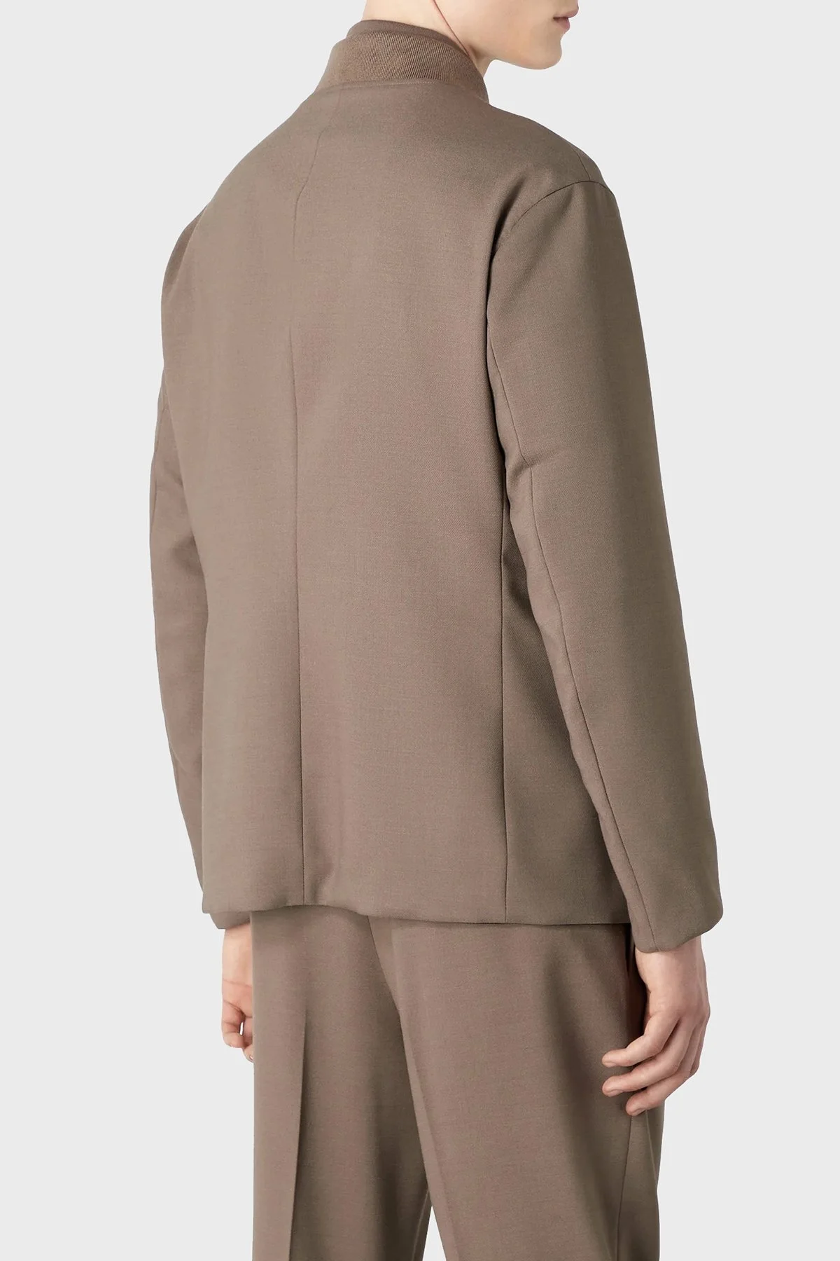 Emporio Armani Yün Karışımlı Fermuarlı Çift Taraflı Blazer Erkek Ceket 6R1G74 1NFVZ 0440 SÜTLÜ KAHVE - 3