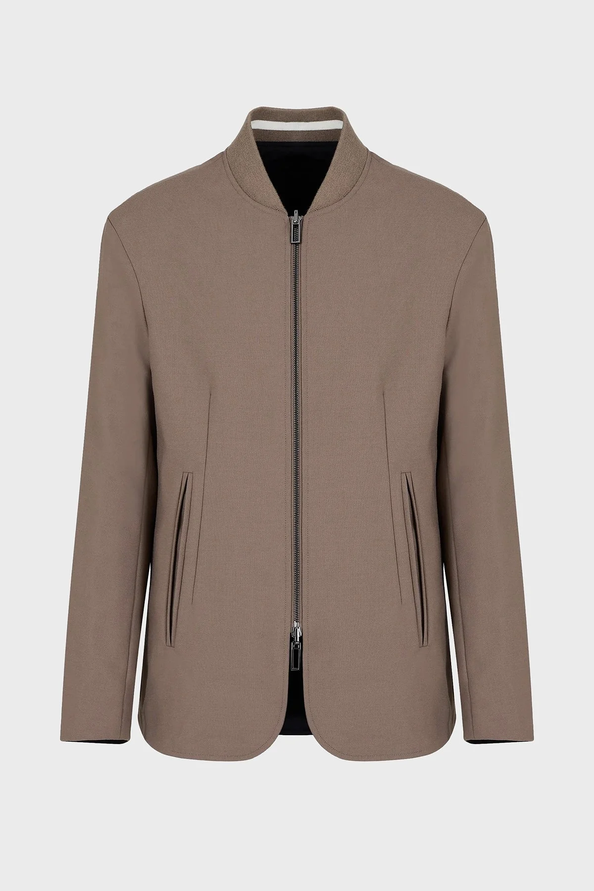 Emporio Armani Yün Karışımlı Fermuarlı Çift Taraflı Blazer Erkek Ceket 6R1G74 1NFVZ 0440 SÜTLÜ KAHVE - 5