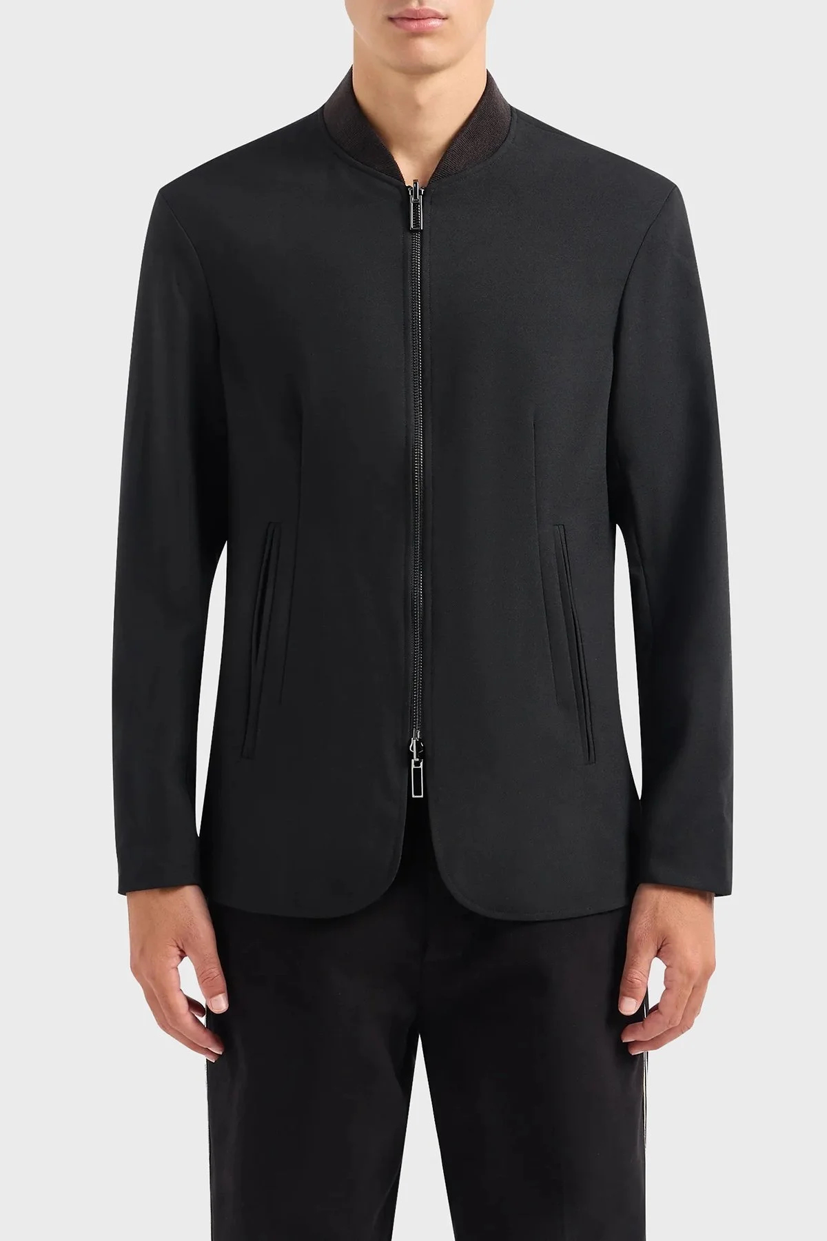 Emporio Armani Yün Karışımlı Fermuarlı Çift Taraflı Blazer Erkek Ceket 6R1G74 1NFVZ 0999 SİYAH - 1