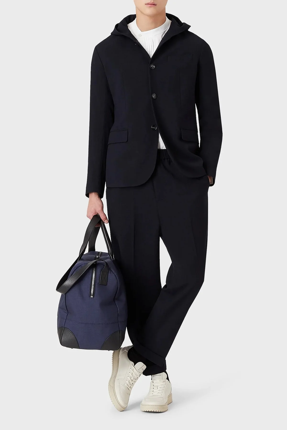 Emporio Armani Yün Karışımlı Kapüşonlu Slim Fit Erkek Ceket 6K1GN6 1NQCZ 0920 LACİVERT - 3