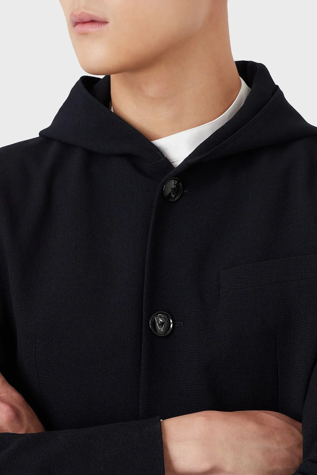 Emporio Armani Yün Karışımlı Kapüşonlu Slim Fit Erkek Ceket 6K1GN6 1NQCZ 0920 LACİVERT - 5