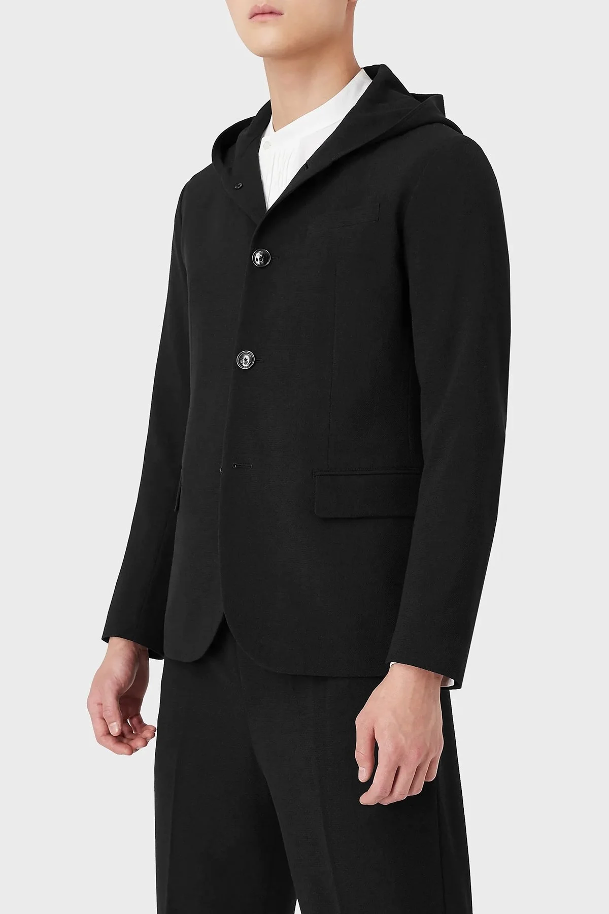 Emporio Armani Yün Karışımlı Kapüşonlu Slim Fit Erkek Ceket 6K1GN6 1NQCZ 0999 SİYAH - 1