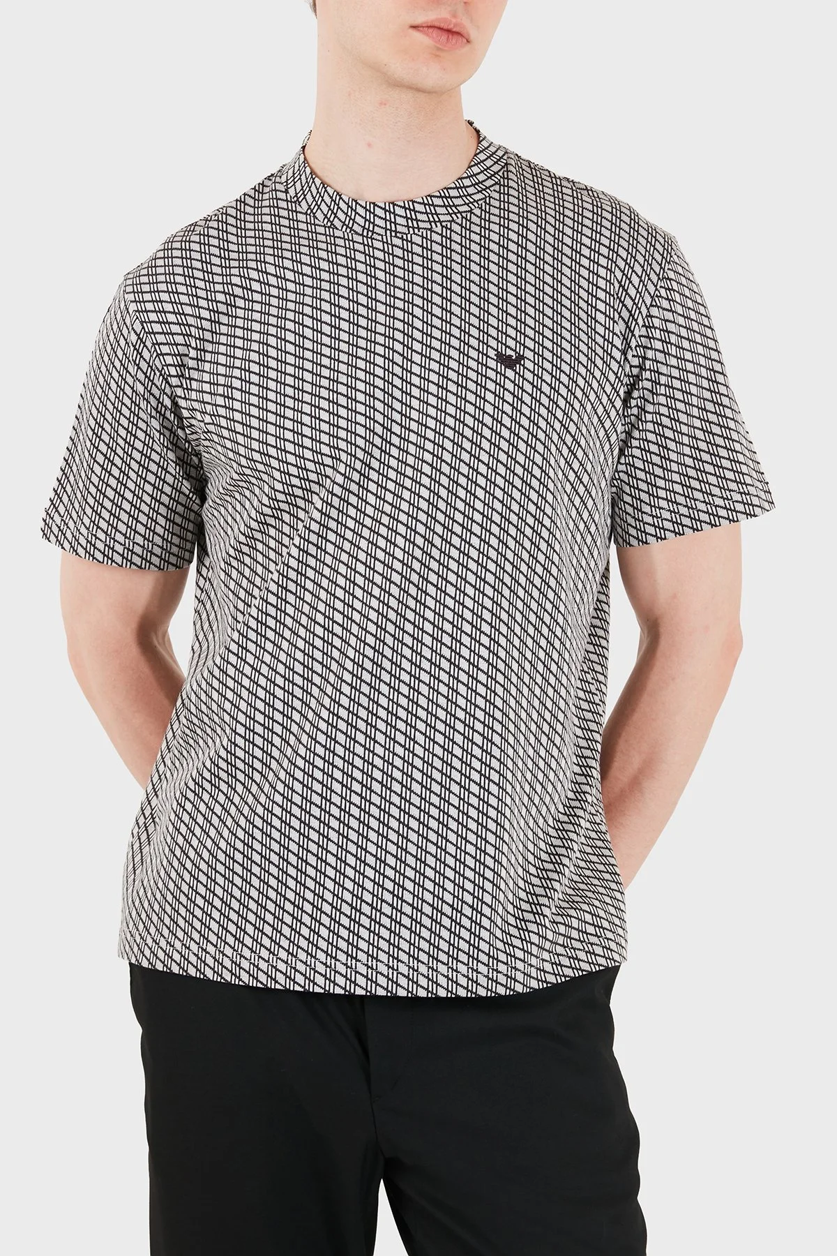 Emporio Armani Yün Karışımlı Kaşmir Örme Detaylı Regular Fit Erkek T Shirt EM005546 AF25181 F1009 GRİ - 1