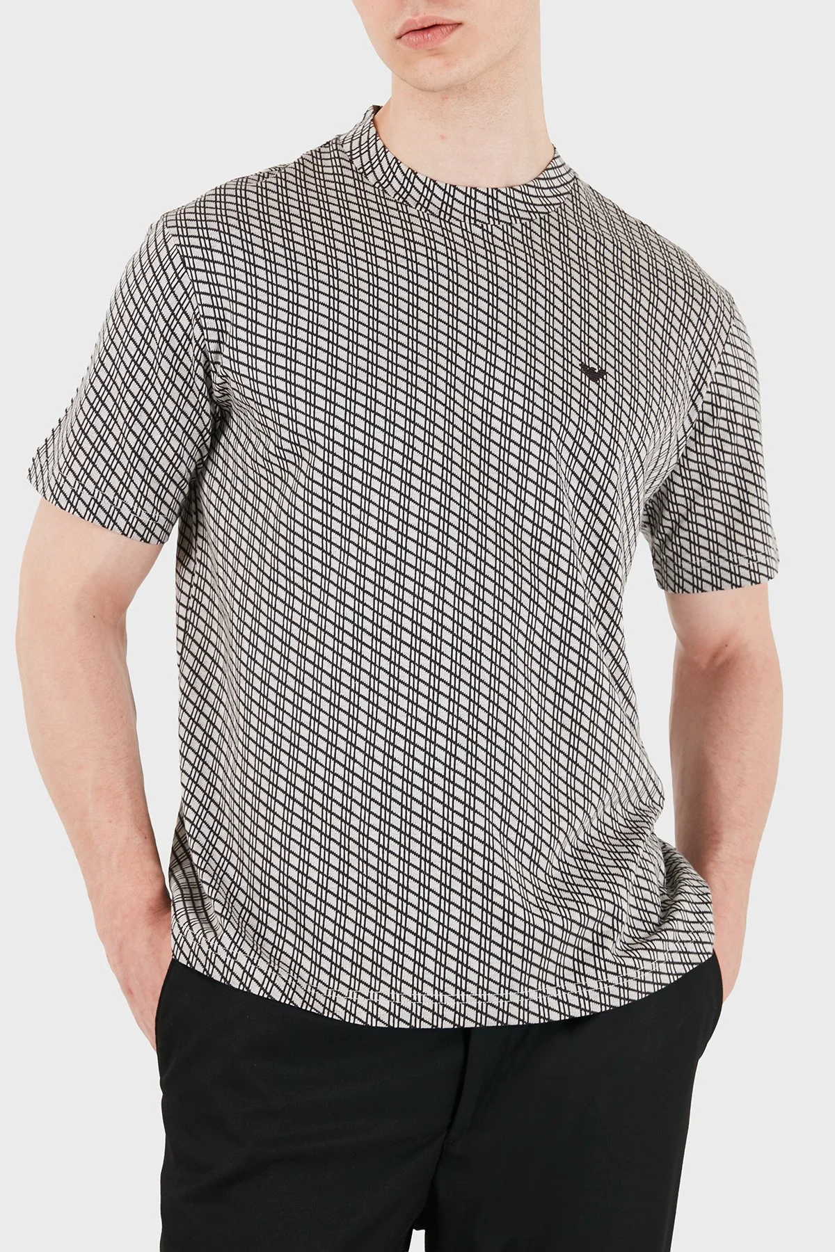 Emporio Armani Yün Karışımlı Kaşmir Örme Detaylı Regular Fit Erkek T Shirt EM005546 AF25181 F1009 GRİ - 5
