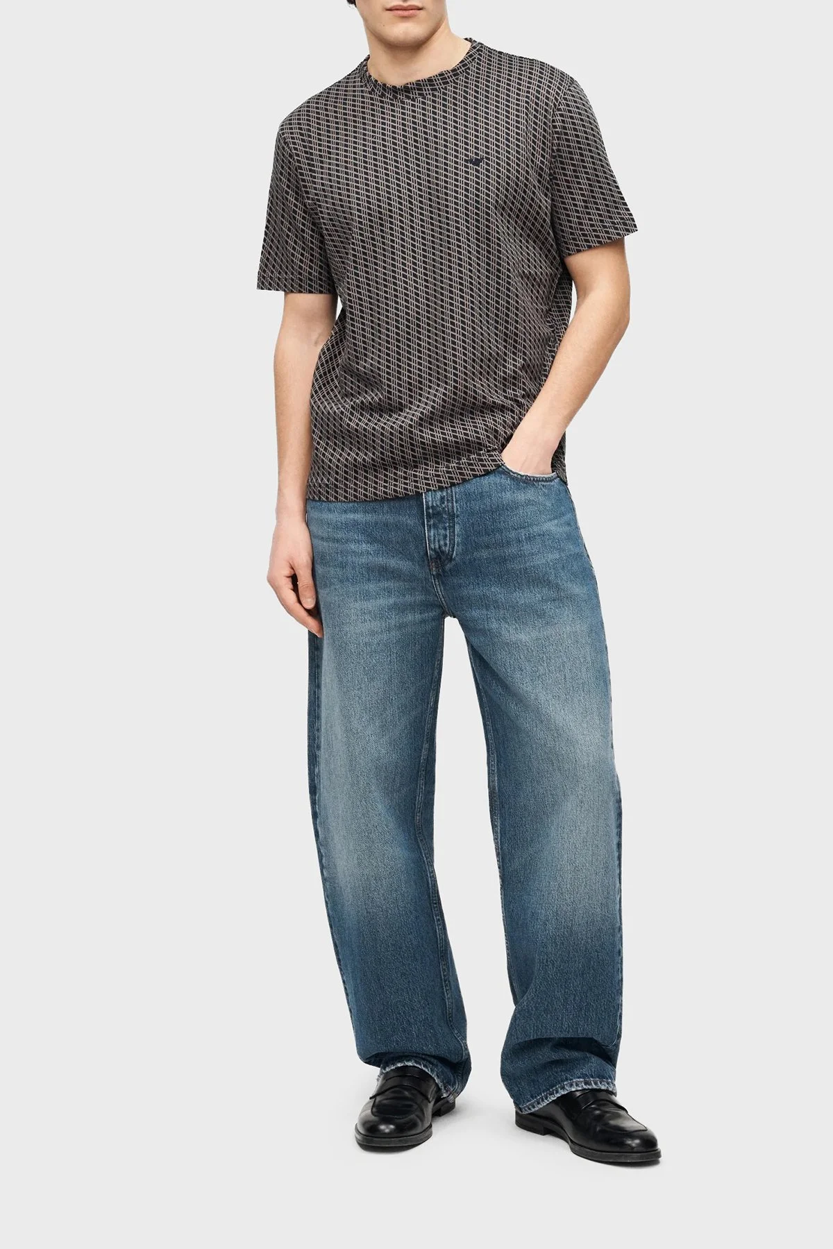 Emporio Armani Yün Karışımlı Kaşmir Örme Detaylı Regular Fit Erkek T Shirt EM005546 AF25181 FB099 LACİVERT-BEJ - 2