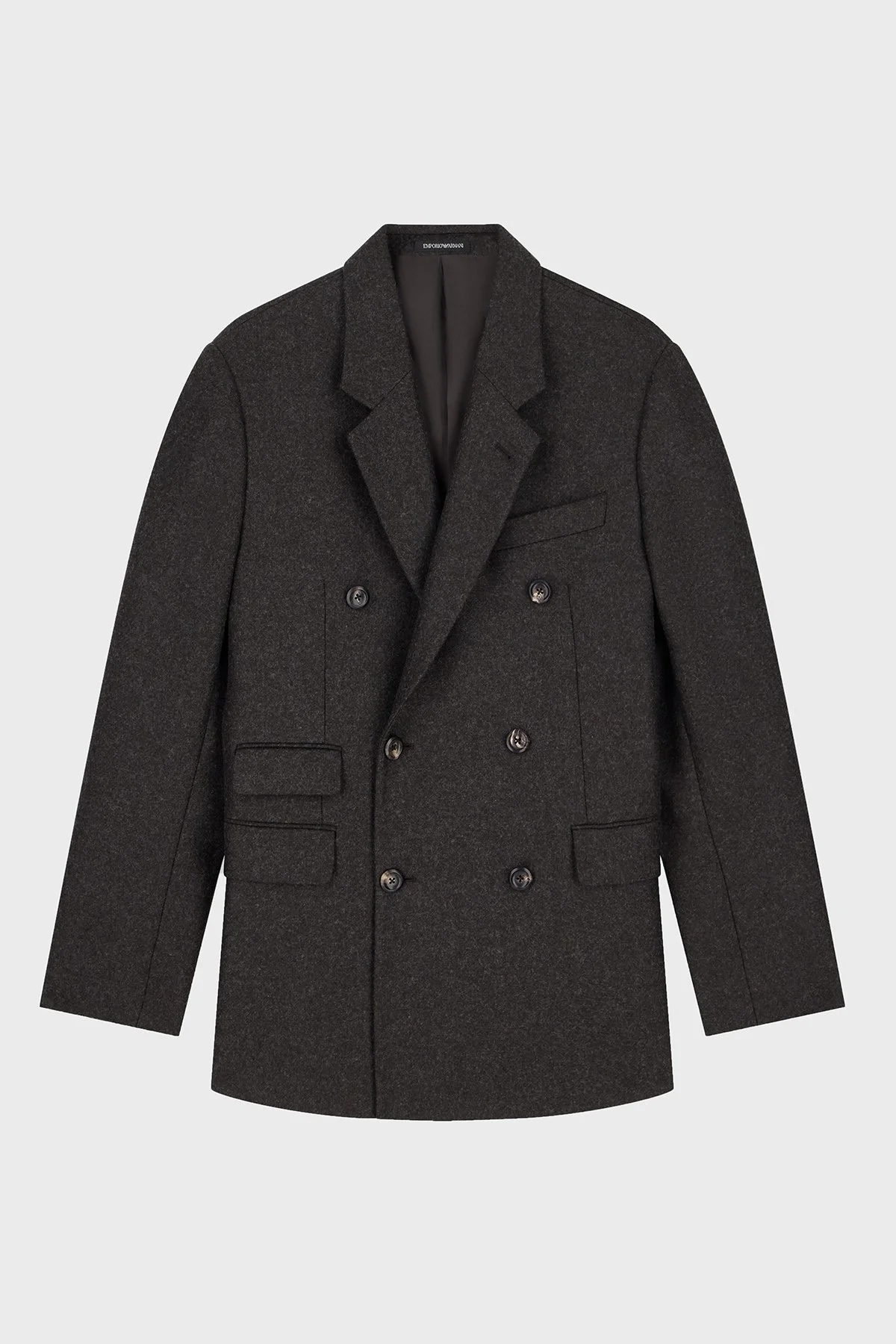 Emporio Armani Yün Karışımlı Kruvaze Blazer Erkek Ceket EM007439 TE23205 O6005 Koyu kahve - 2