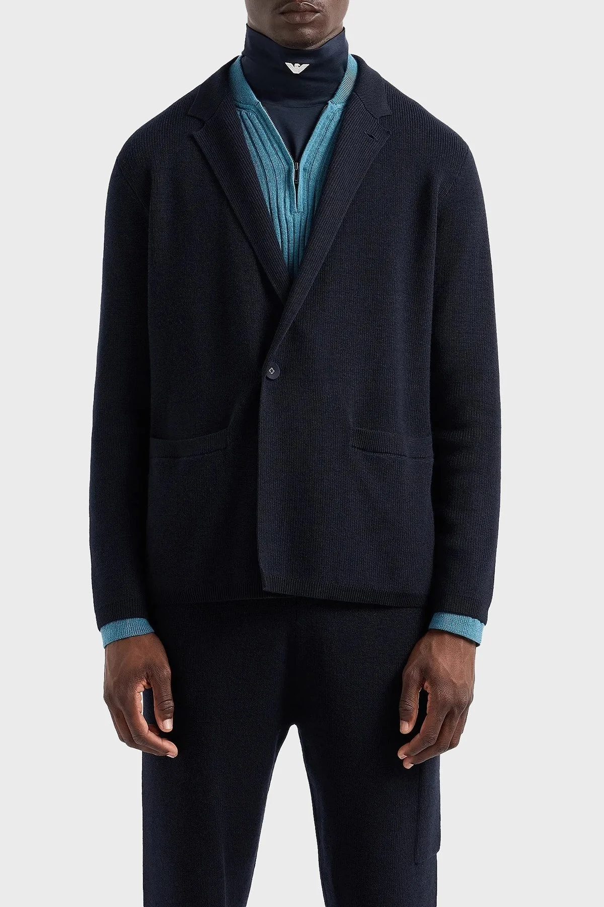 Emporio Armani Yün Karışımlı Regular Fit Apaş Yaka Blazer Erkek Ceket 6D1GXX 1MKEZ 0920 LACİVERT - 1