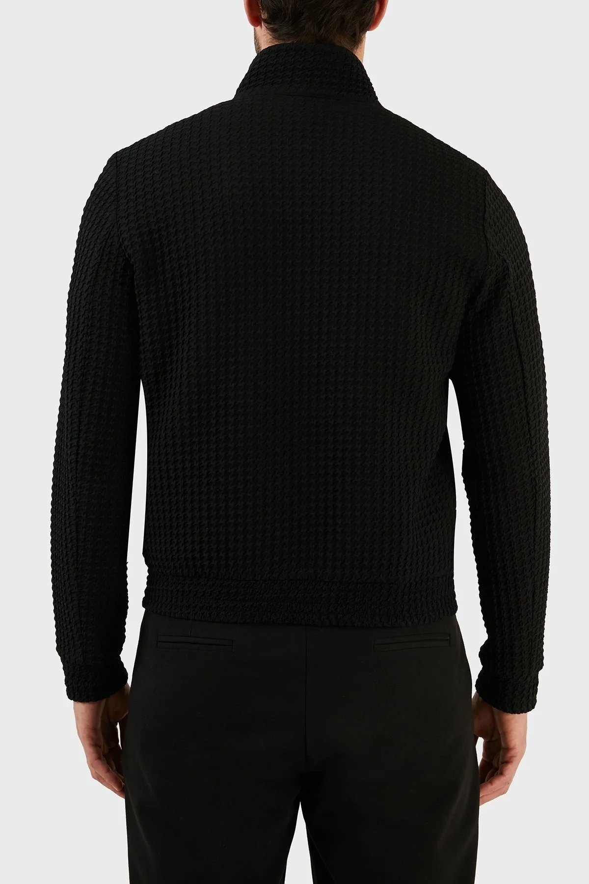 Emporio Armani Yün Karışımlı Regular Fit Astarsız Dik Yaka Erkek Mont D41R29 D1017 999 SİYAH - 5