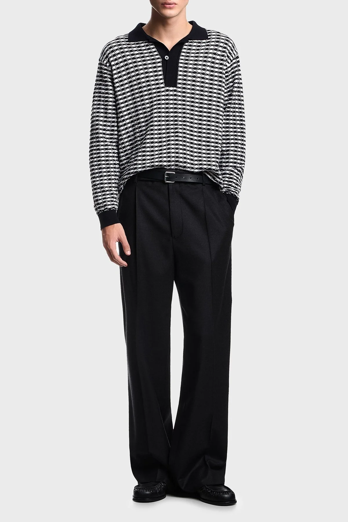 Emporio Armani Yün Karışımlı Regular Fit Düğmeli Polo Yaka Erkek Kazak EM003518 AF19833 F0015 BEYAZ-LACİVERT - 2